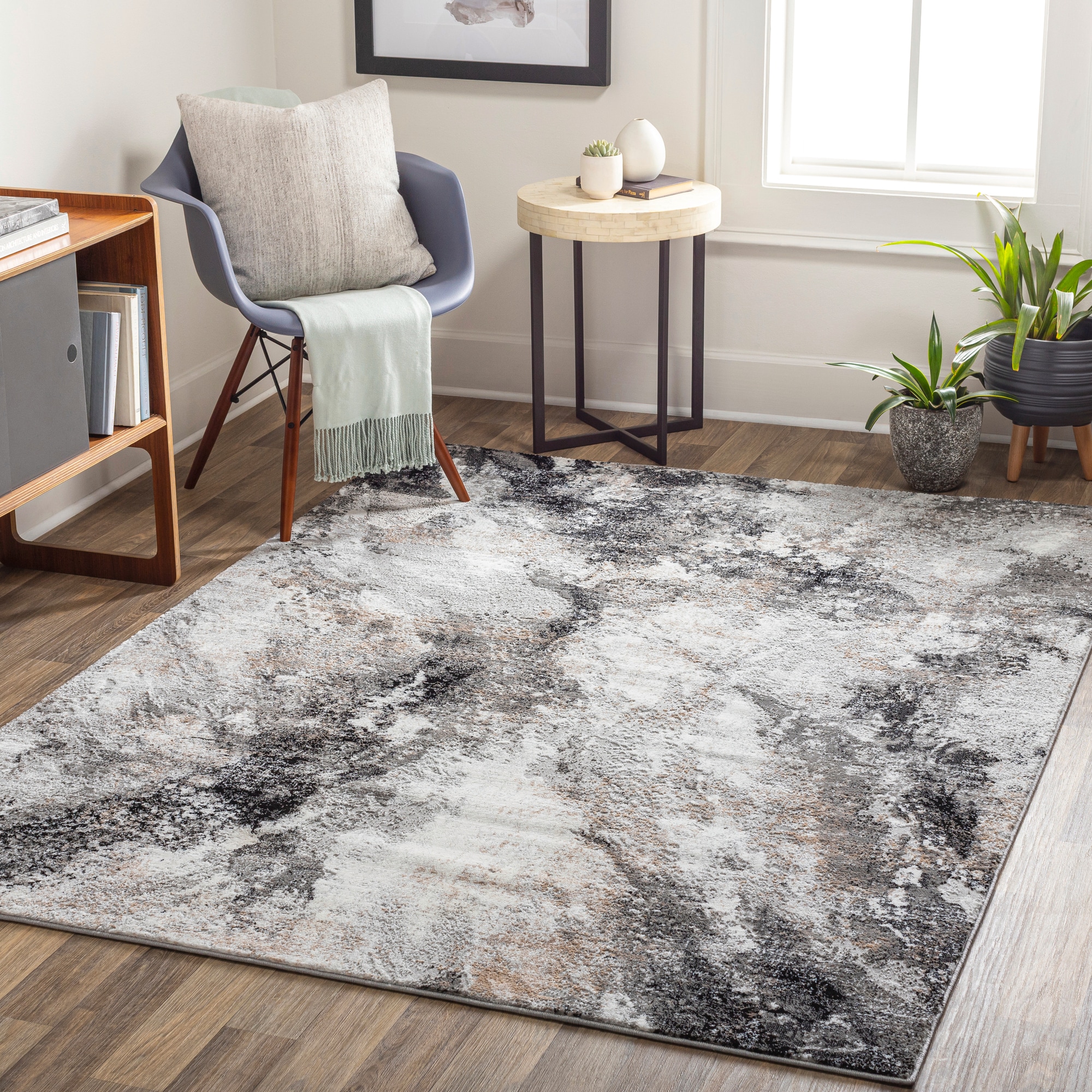 Livabliss ALG2337-679 Allegro 7 x 9 (ft) Loomed Polyester Charcoal/Gray Rectangular Indoor Abstract Area rug
