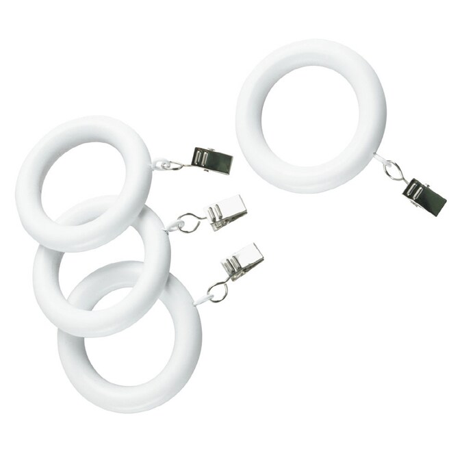 Style Selections 7 Pack White Wood, Wooden Curtain Rod Rings With Clips