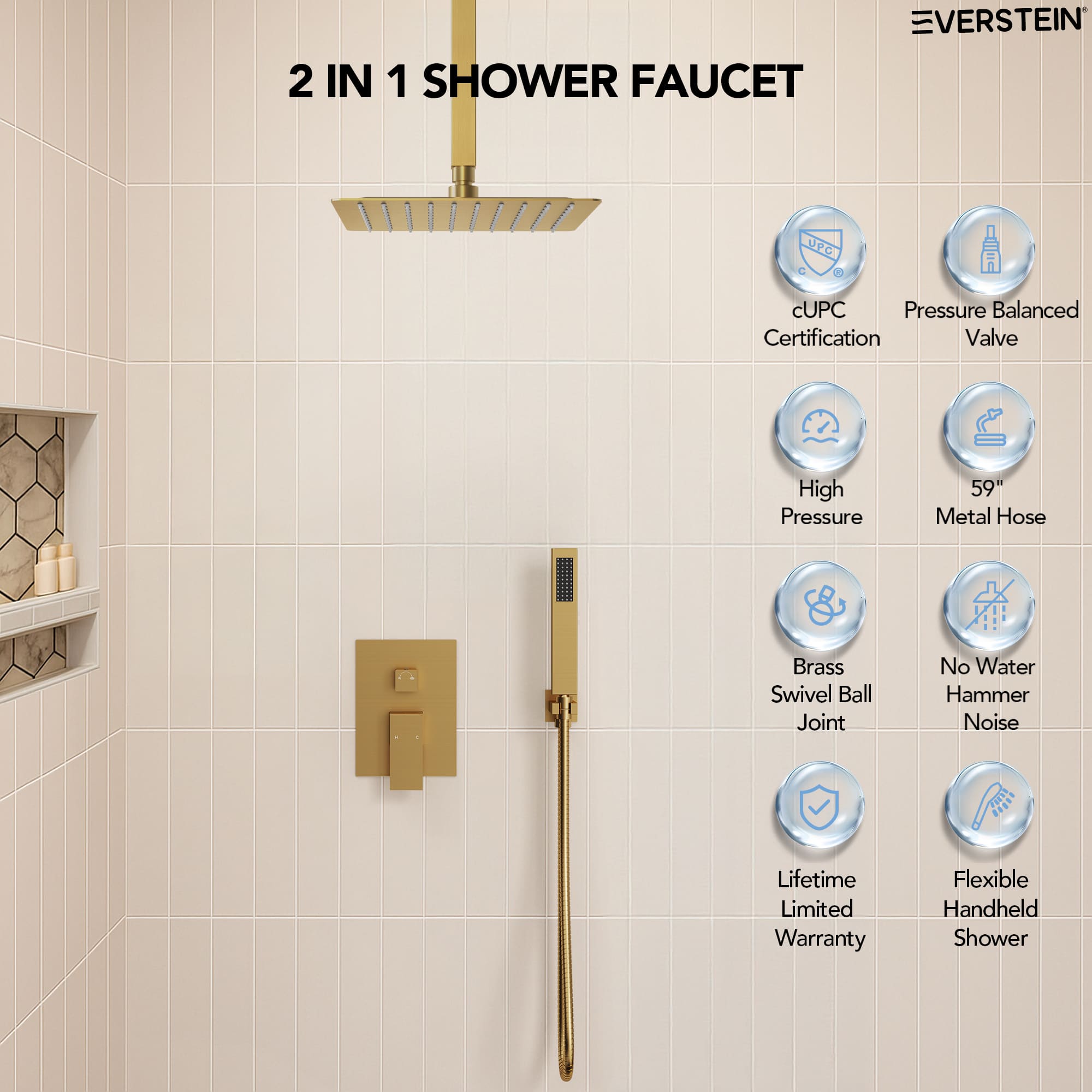 EVERSTEIN SFS1001-GD10 Tub-Shower-Faucets - View #3