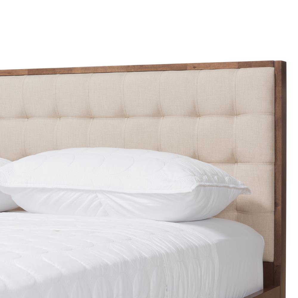 Baxton Studio Soloman Beige Full Wood Platform Bed in the Beds