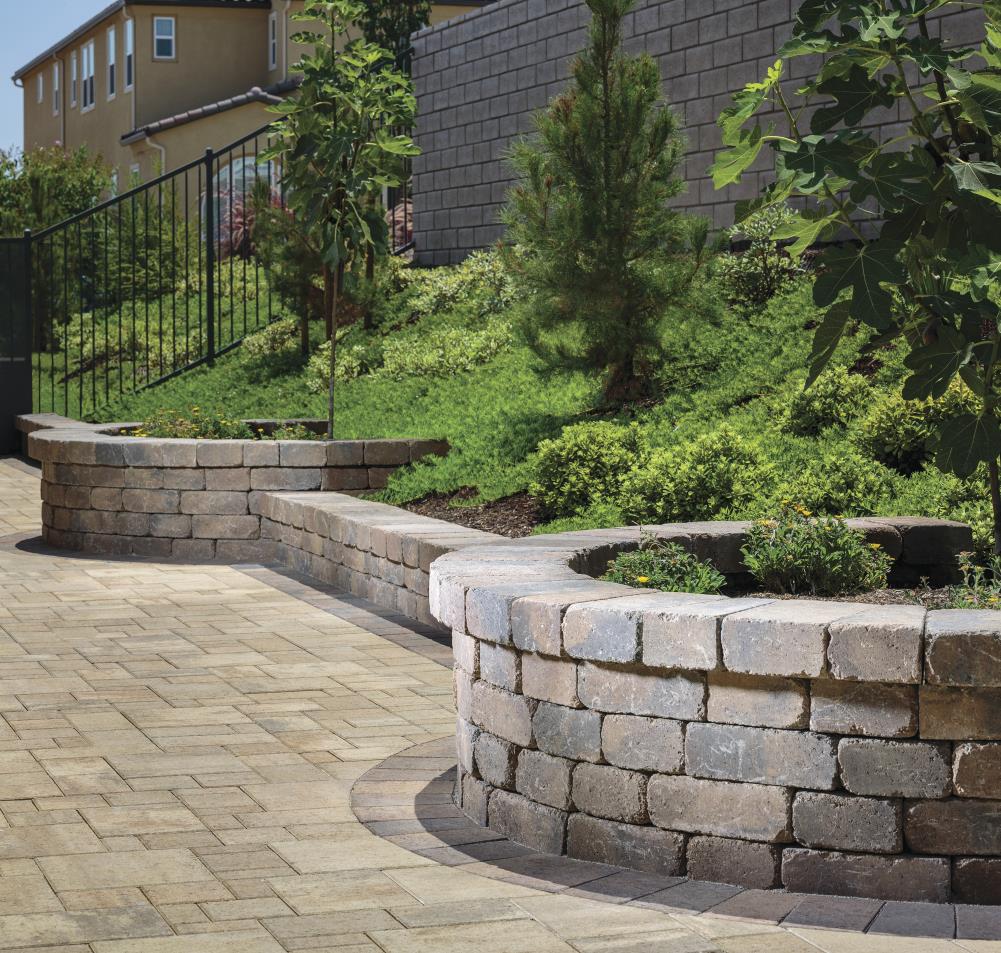 Belgard 4-in H x 1.33-in L x 8-in D Aspen Blend Concrete Retaining Wall ...