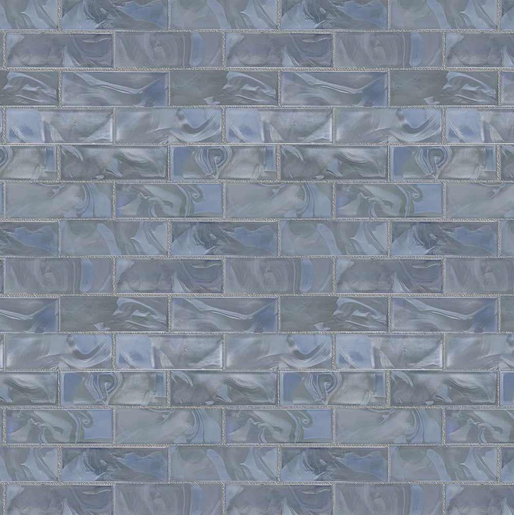 Blue 12-in x 12-in Glossy Glass Brick Subway Wall Tile (1.06-sq. ft/ Piece) | - Elida Ceramica LW0319031