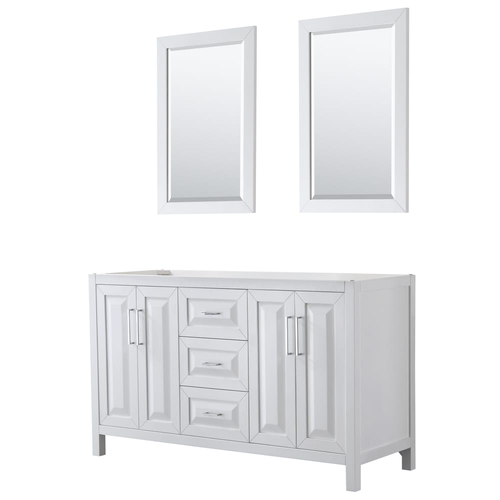 Wyndham Collection WCV252560DWHCXSXXM24 Daria 60-in White with Polished Chrome Trim Bathroom Vanity Base Cabinet without Top (Mirror Included)