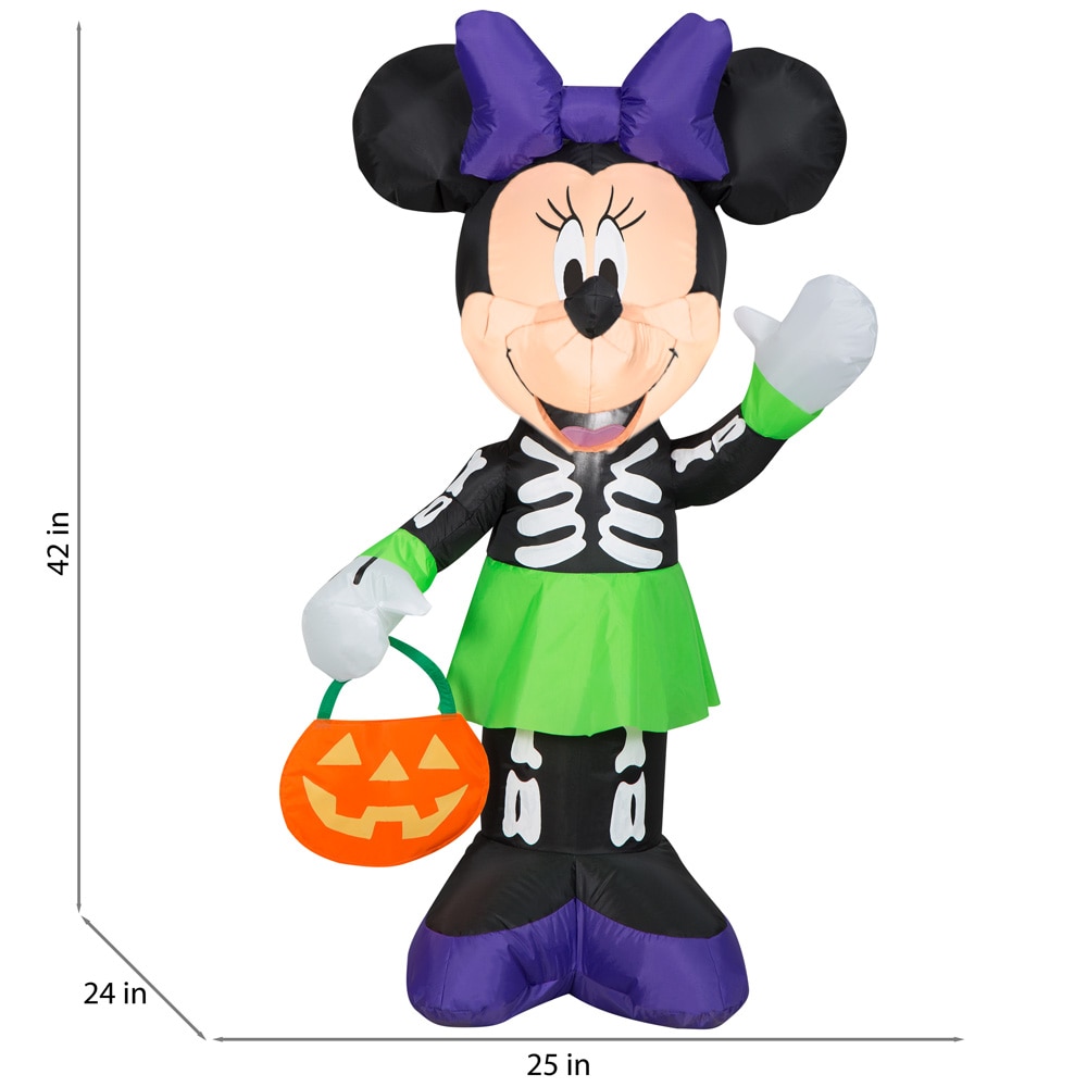 Disney 3.5-ft Lighted Mickey Mouse and Friends Minnie Mouse Skeleton  Inflatable in the Outdoor Halloween Decorations & Inflatables department at