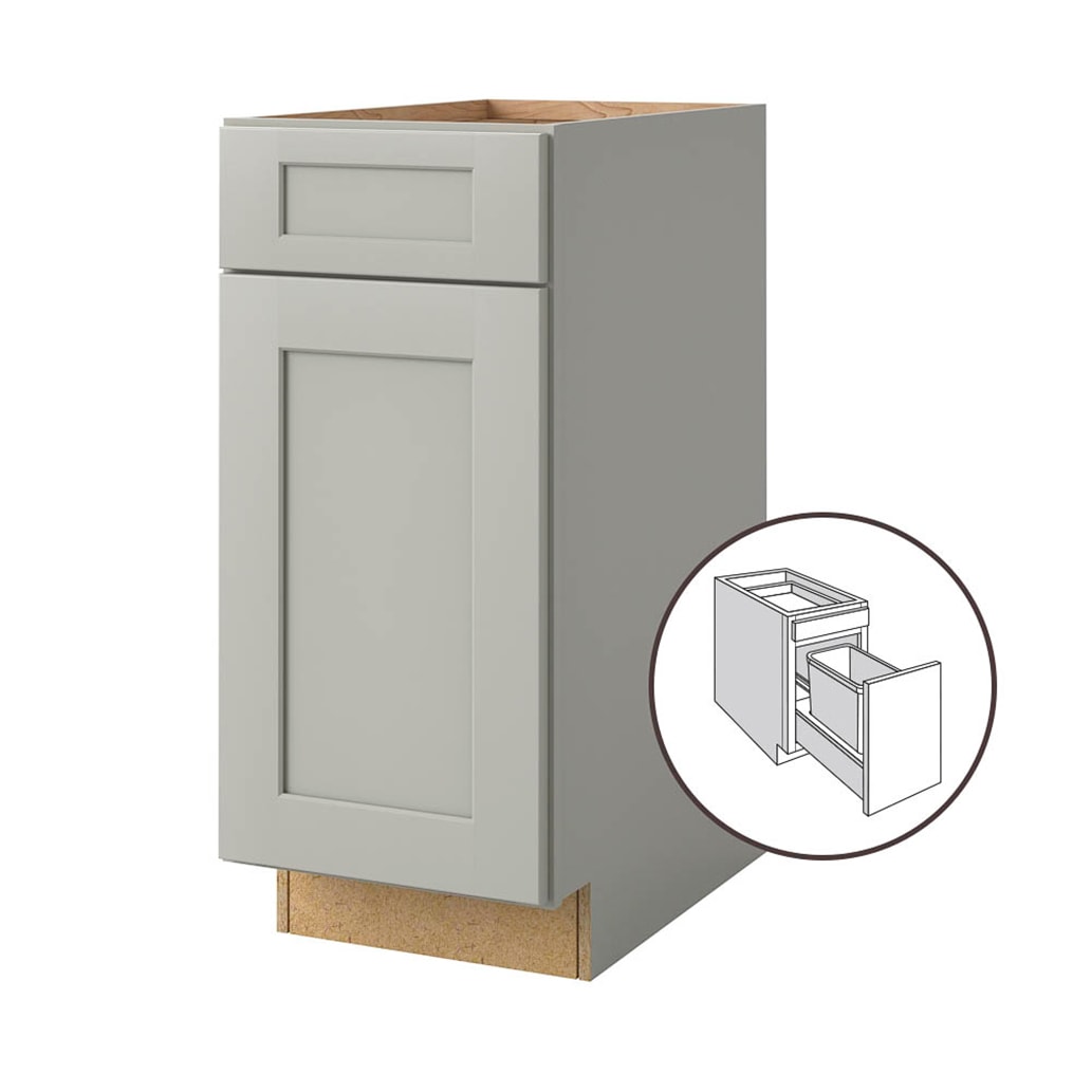allen + roth 1574 Stonewall 15-in W x 34.5-in H x 24-in D Stone Pull-out wastebasket Base Fully assembled Cabinet (Flat Panel Shaker)