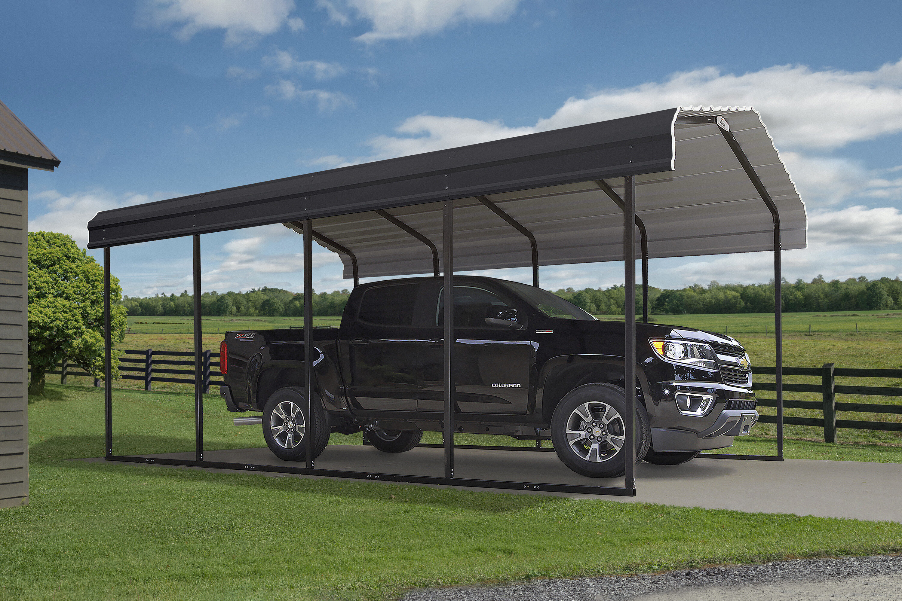 12' x 20' Charcoal Galvanized Steel Carport Shelter