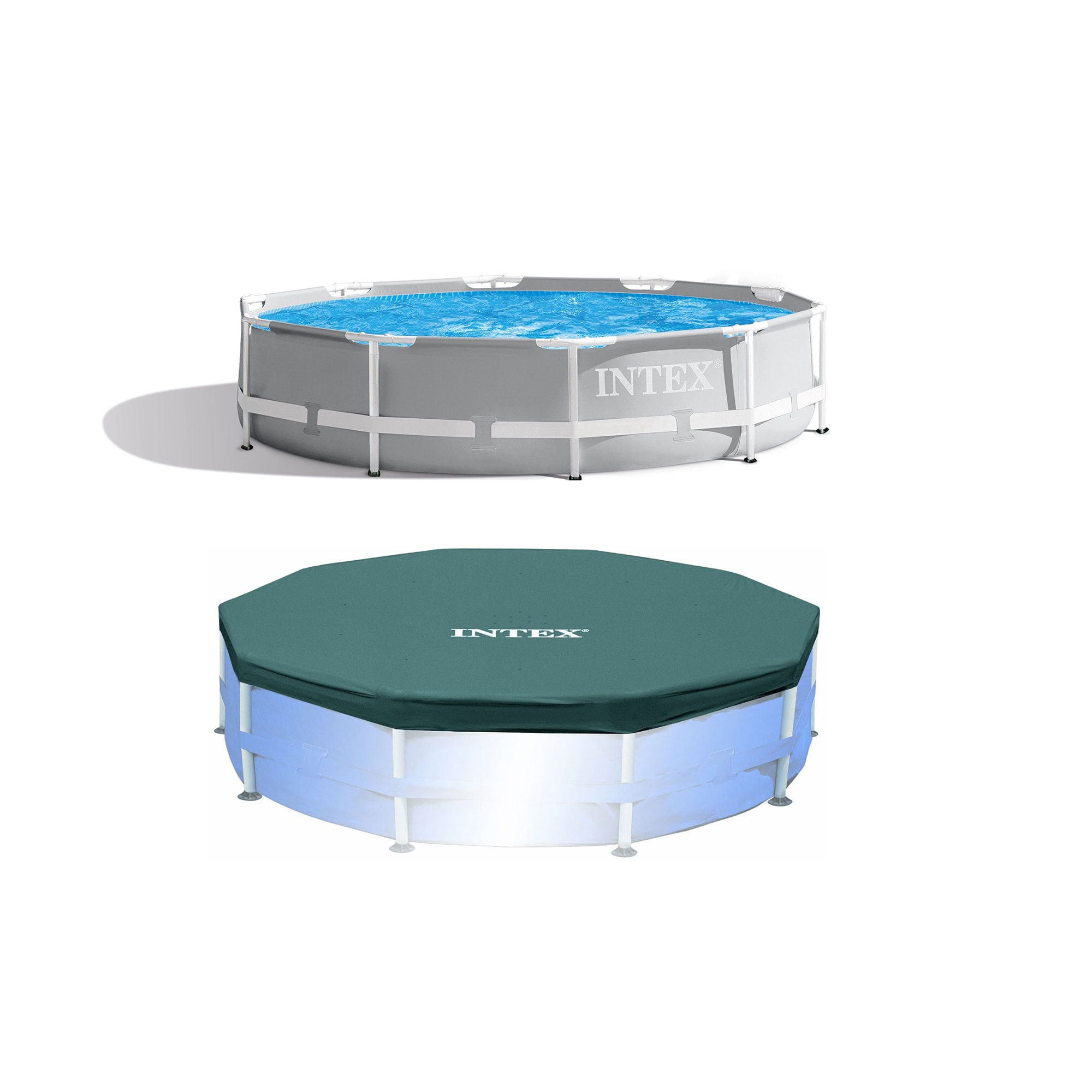 Intex 174864 26700EH + 28030E 10-Feet x 10-Feet x 30-Inches Steel wall panels Round Above-Ground Pool with Pool Cover