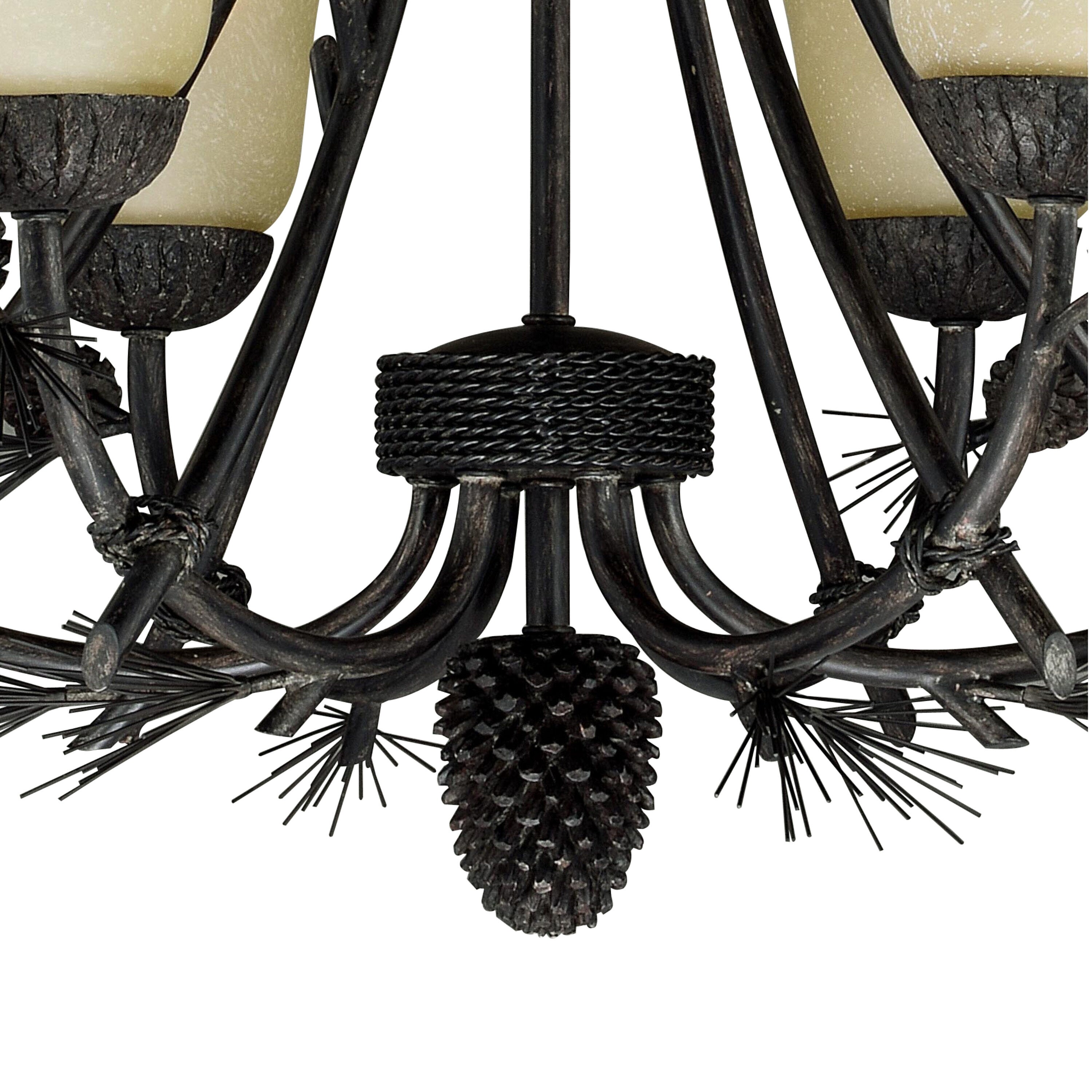 Sierra 31" Bronze Rustic Chandelier with Frosted Glass