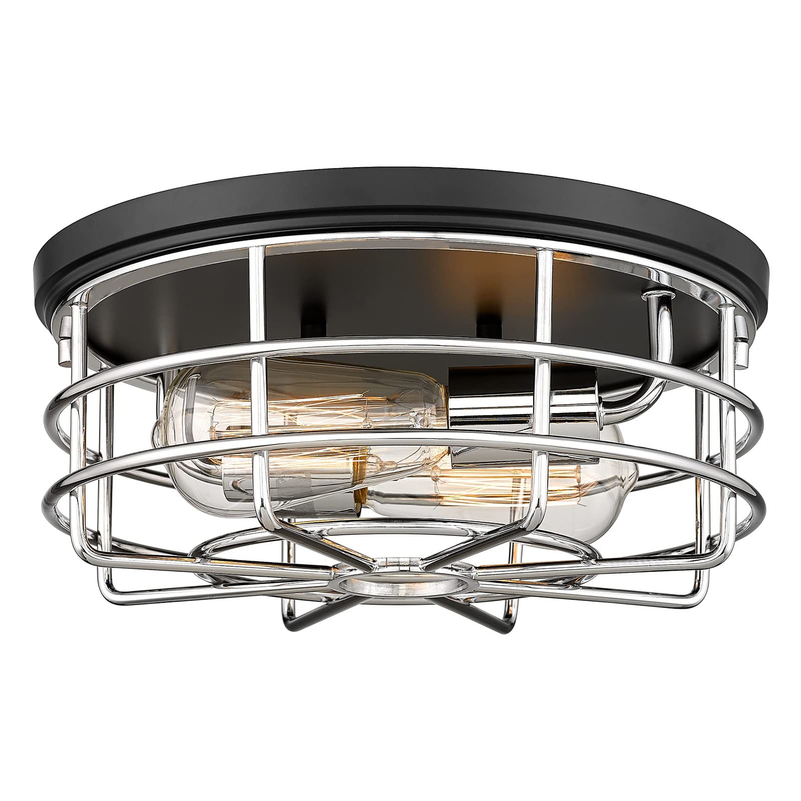 LTMATE LS5HLT65F BK+CH JAZAVA 2 -Light 11.4-in Matte Black Flush Mount Light