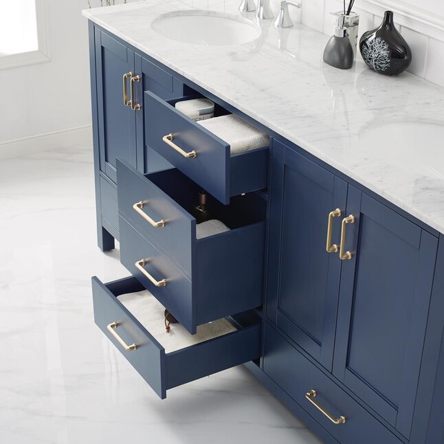 Vinnova Gela 72-in Royal Blue Undermount Double Sink Bathroom Vanity ...