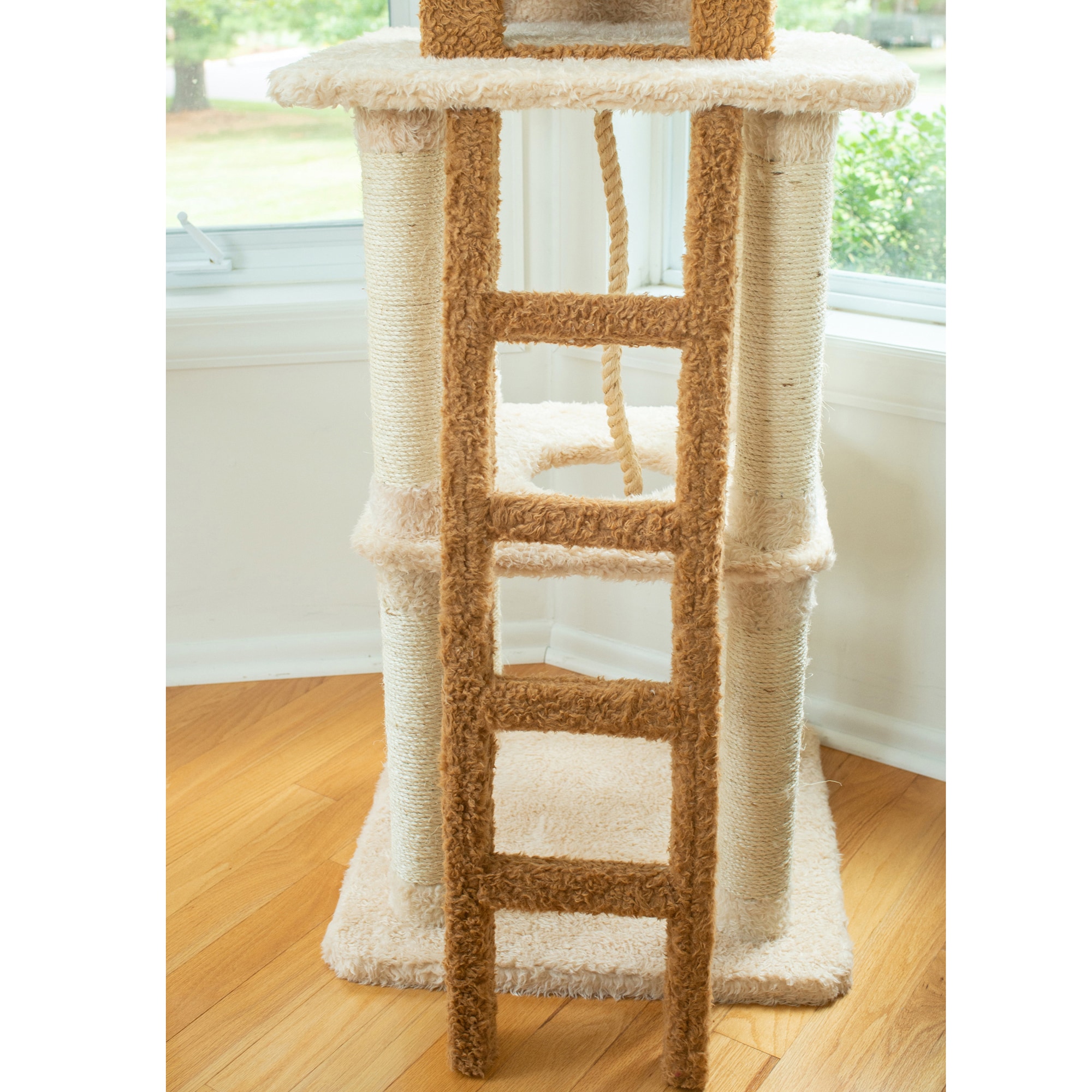 83-Inch Beige and Brown Faux Fur Cat Tree Tower