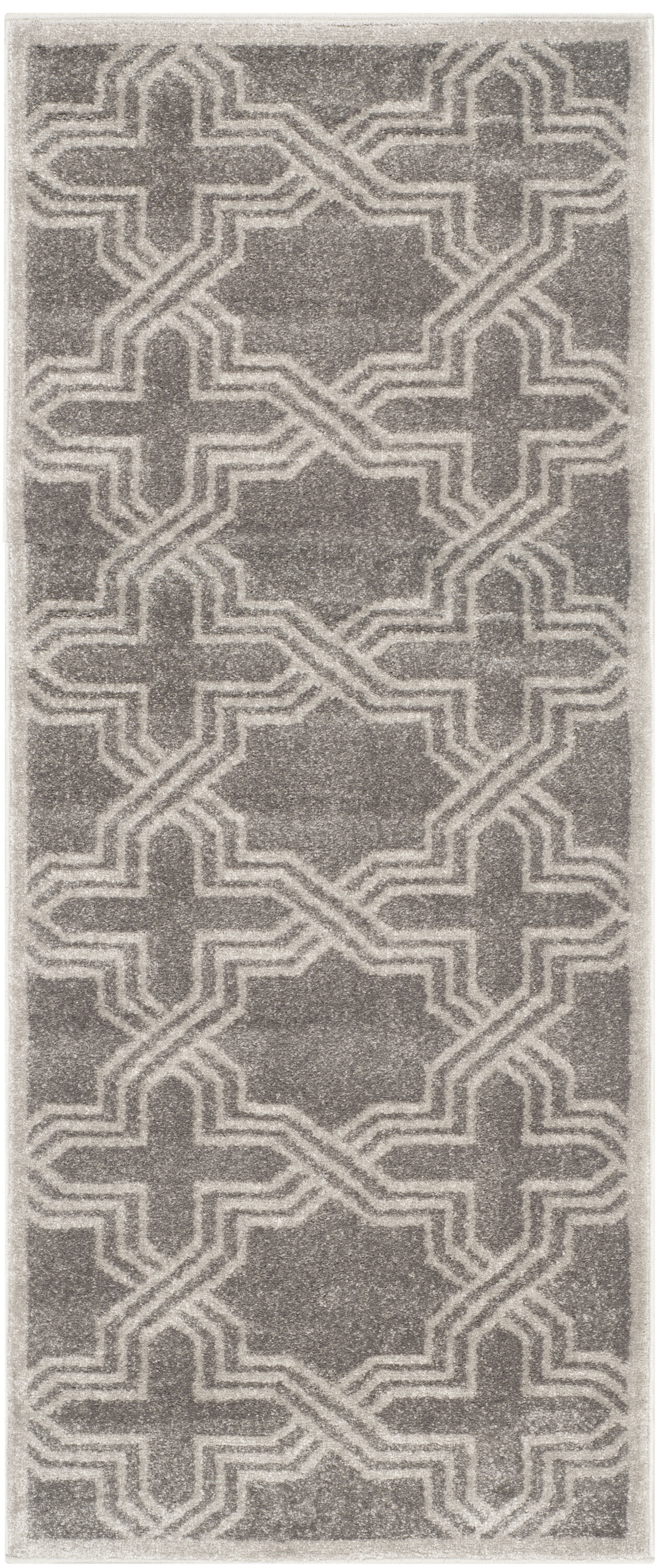 Grey and Light Grey Geometric Runner Rug 2'3" x 7'