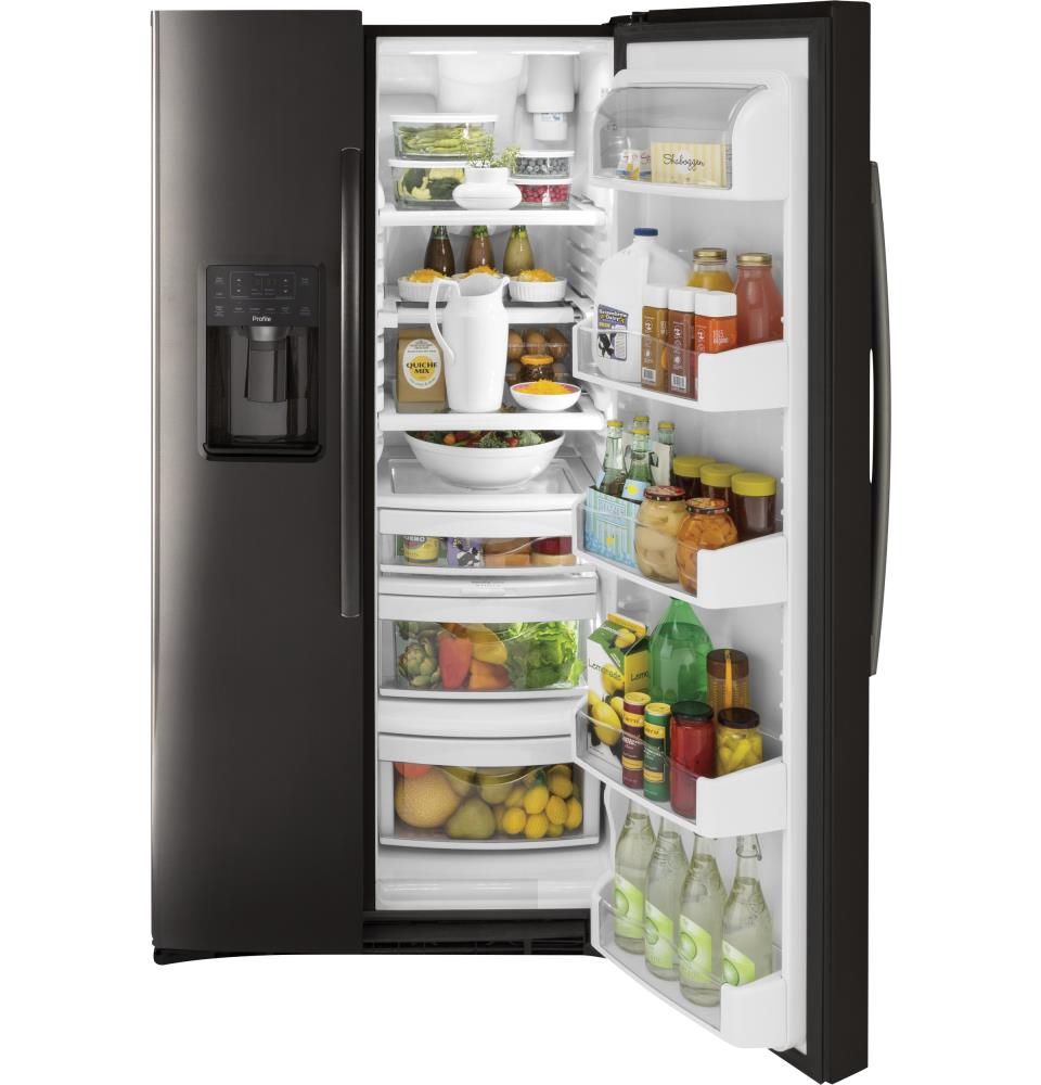 GE Profile 25.3-cu ft Side-by-Side Refrigerator with Ice Maker (Black ...