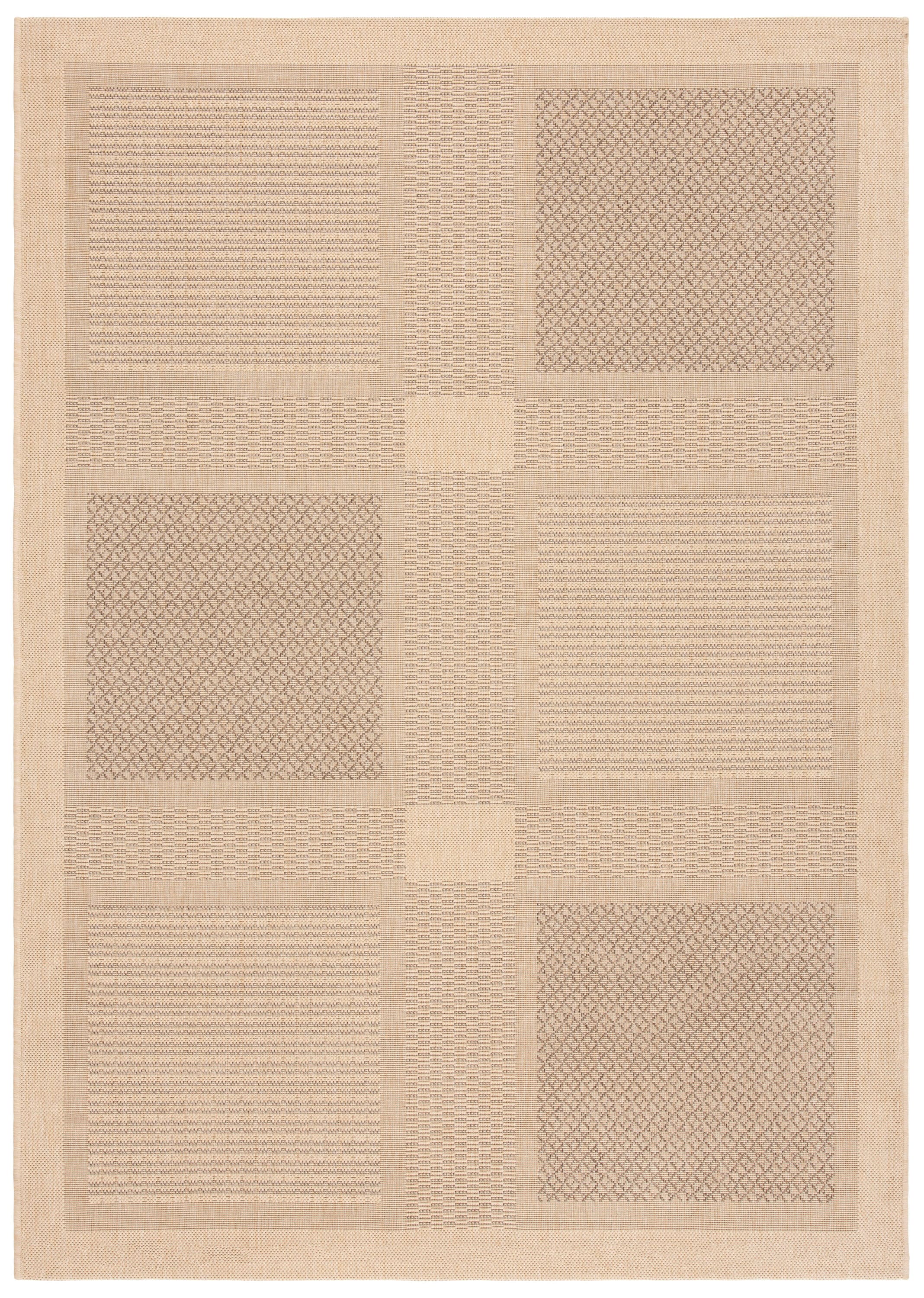 Safavieh CY1928-3001-8 Courtyard Checkmate 8 x 11 (ft) Loomed Polypropylene Natural/Brown Rectangular Indoor/Outdoor Geometric Coastal Area rug