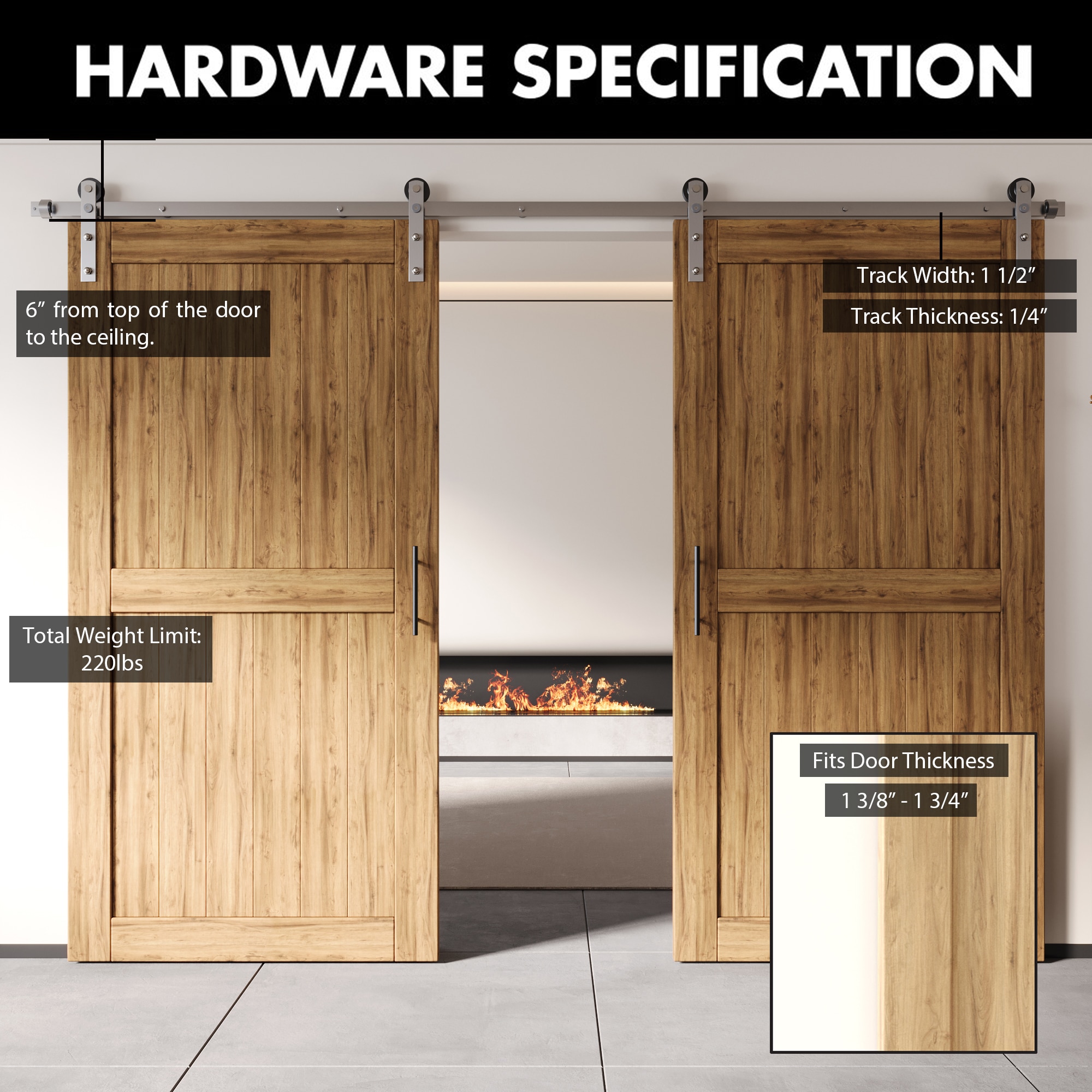 HOMACER ZT2DNZ066C Barn-Door-Roller-Kits - View #3