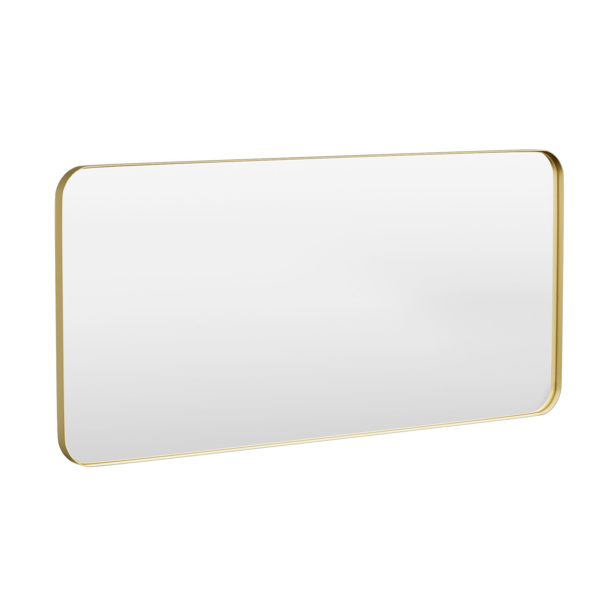LOVMOR M-G-6028-LSQ 60 in. W x 28 in. H Modern Rectangular Aluminum Framed Wall Bathroom Vantiry Mirror in Brush Gold