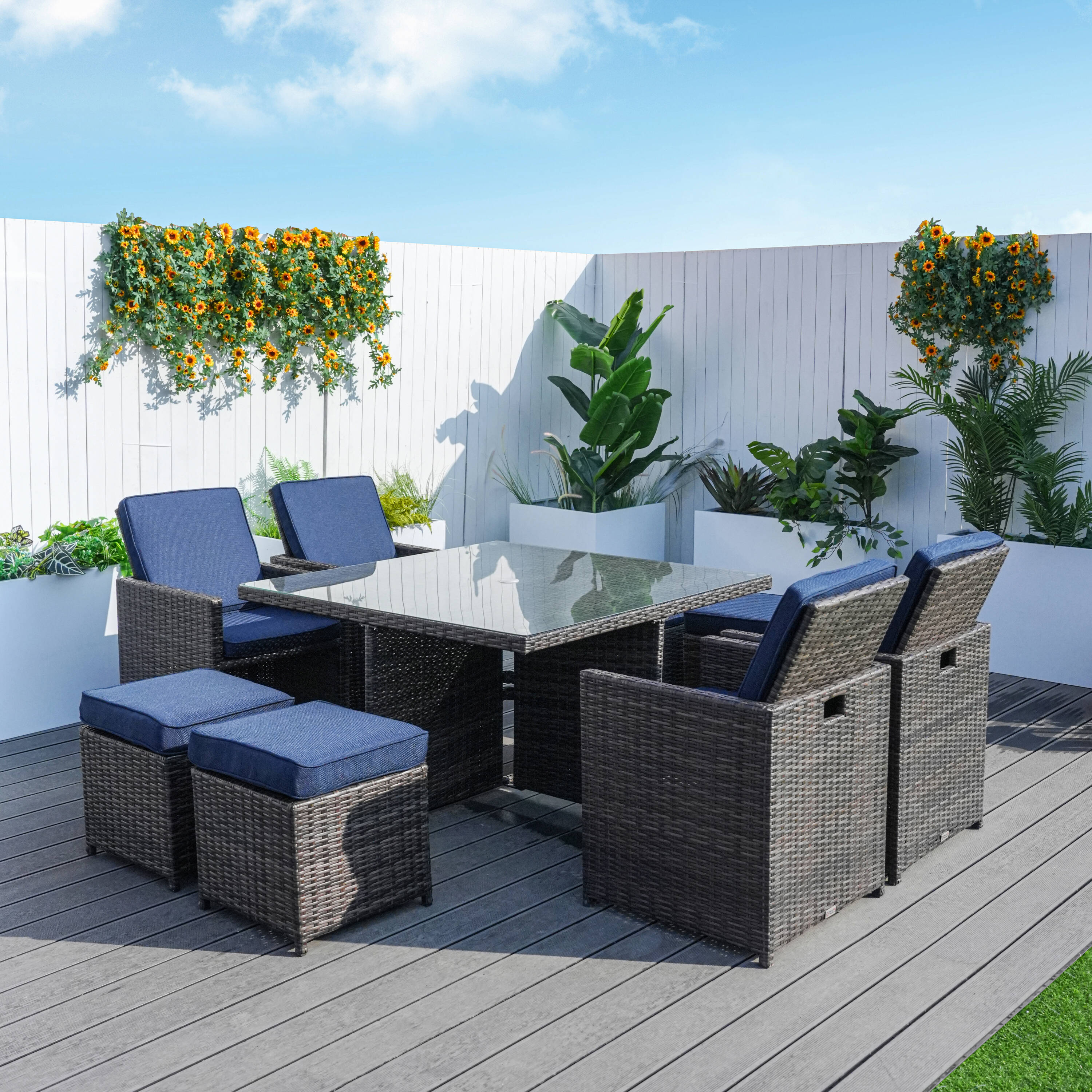 Direct Wicker DWD-3233BR-BLUE Patio-Dining-Sets - View #6