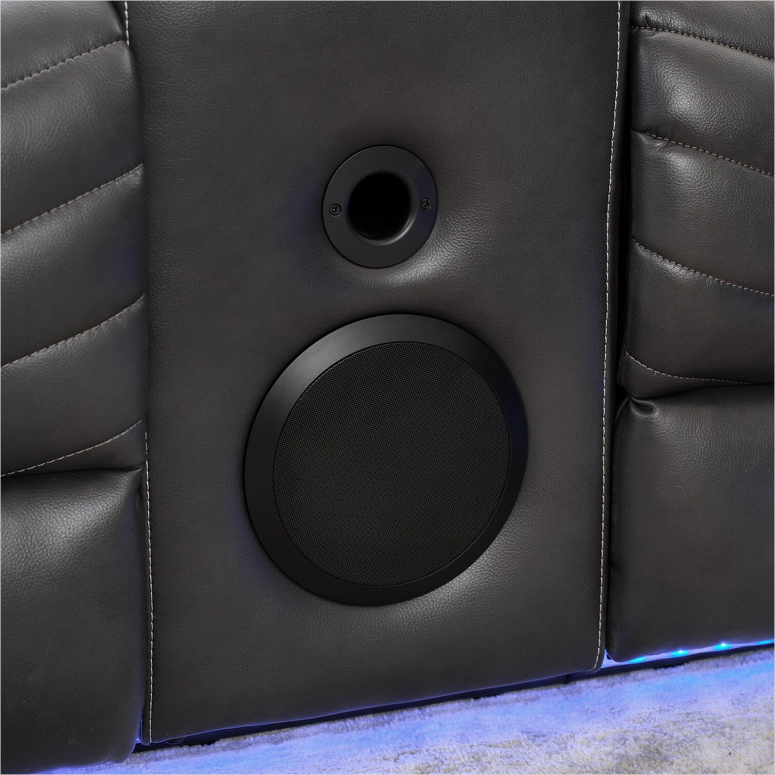 SunJet Classic gray power reclining sectional with Bluetooth speakers ...