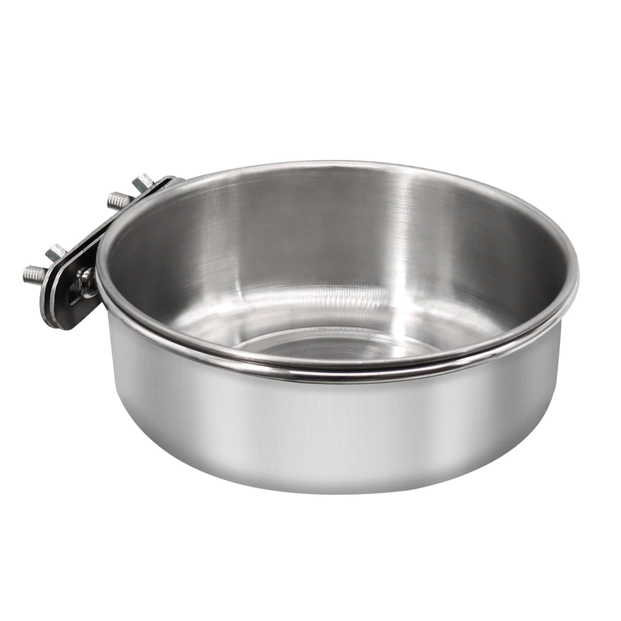 Adrinfly  Large Stainless Steel Bird Feeding Dish Cup with Clamp Holder for Parrot Cage Water Feeder for Cockatiel Parakeet Macaw Finches