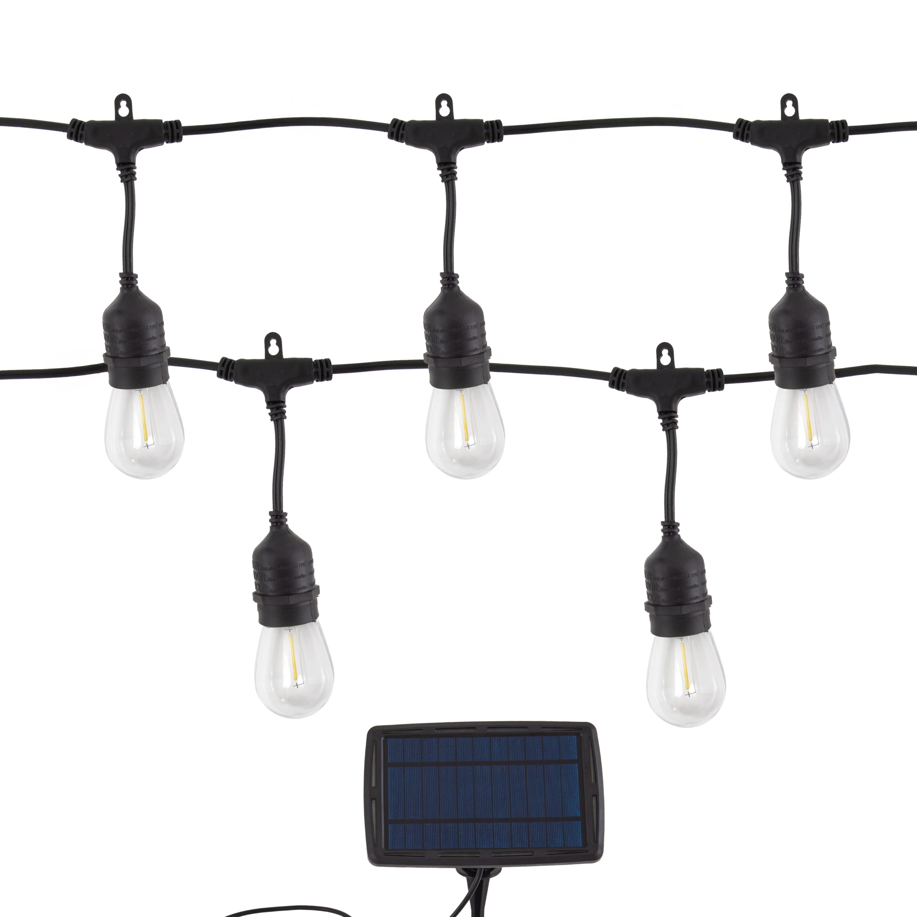 Harbor Breeze SLS10BK(N) 27-ft Solar Black Indoor/Outdoor String Light with 10 White -Light LED Edison Bulbs