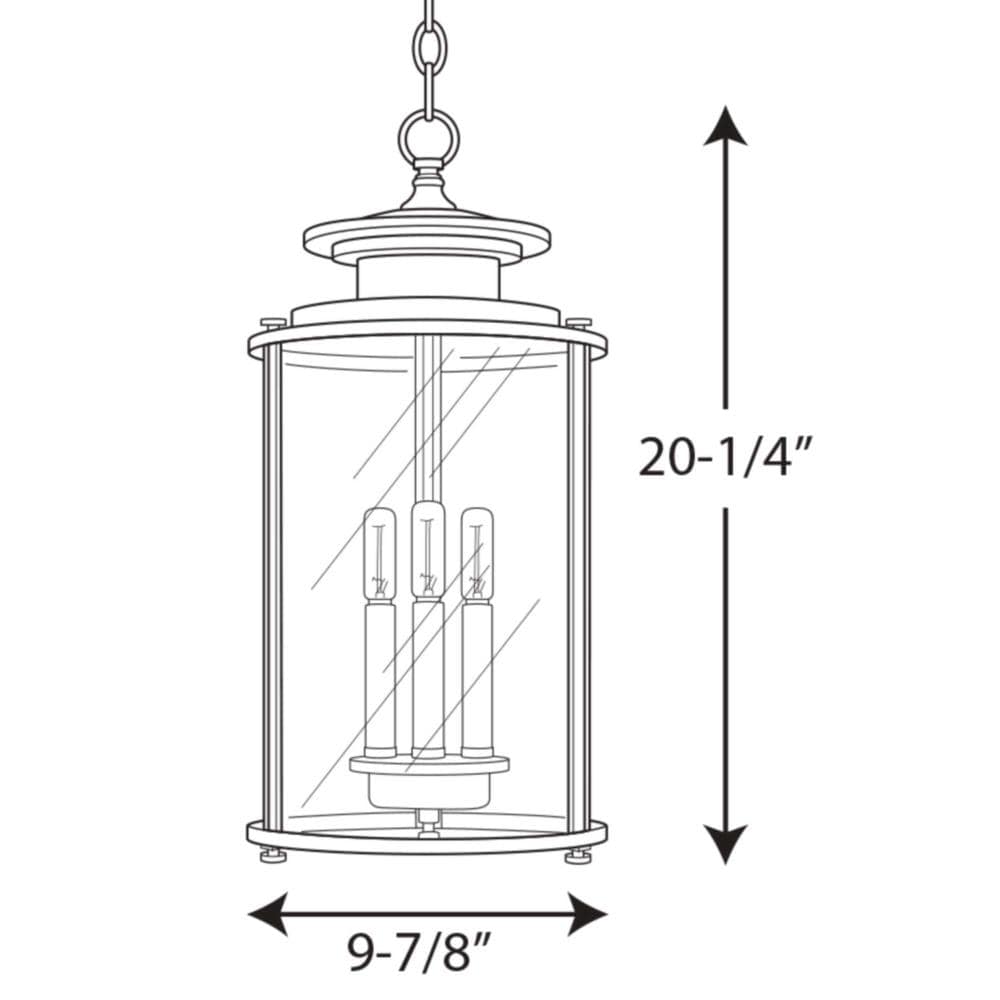 Antique Bronze and Glass 3-Light Indoor/Outdoor Pendant