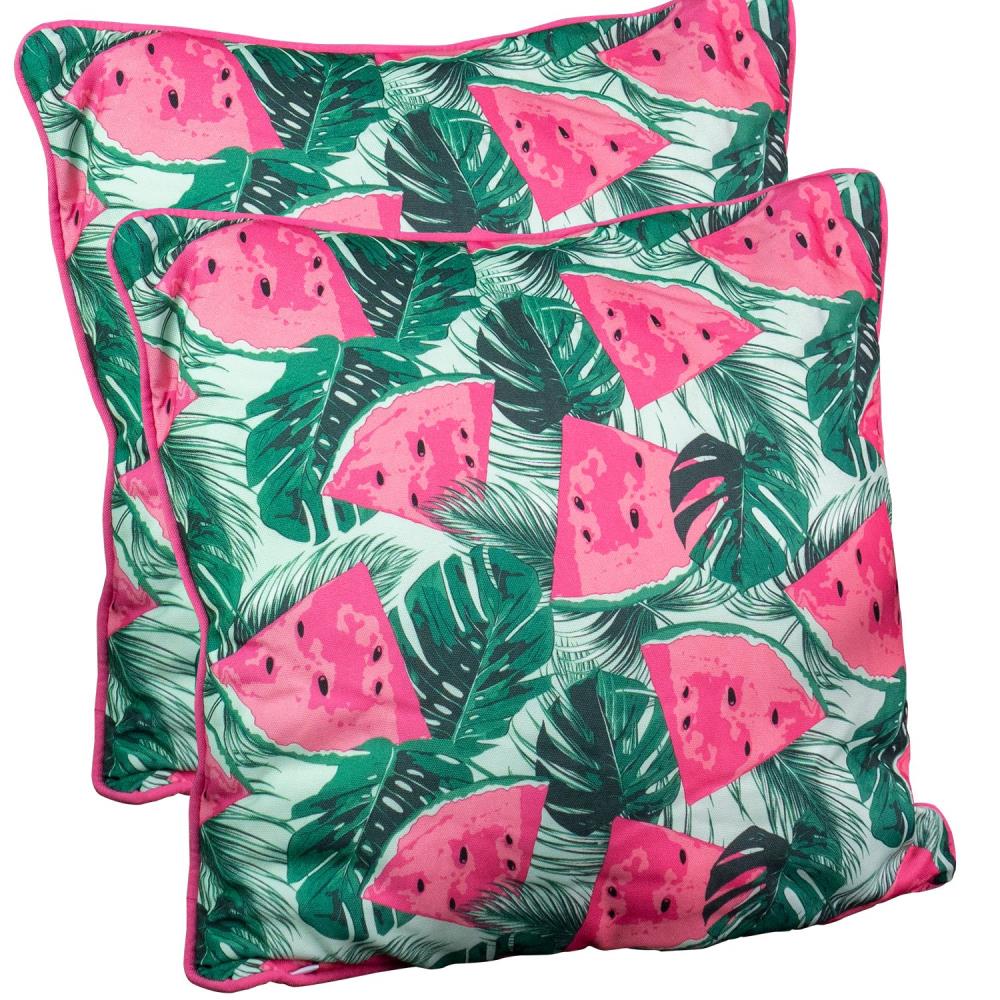 Patio Premier 2L4010 2-Pack Graphic Print Green Square Fruit Throw Pillow