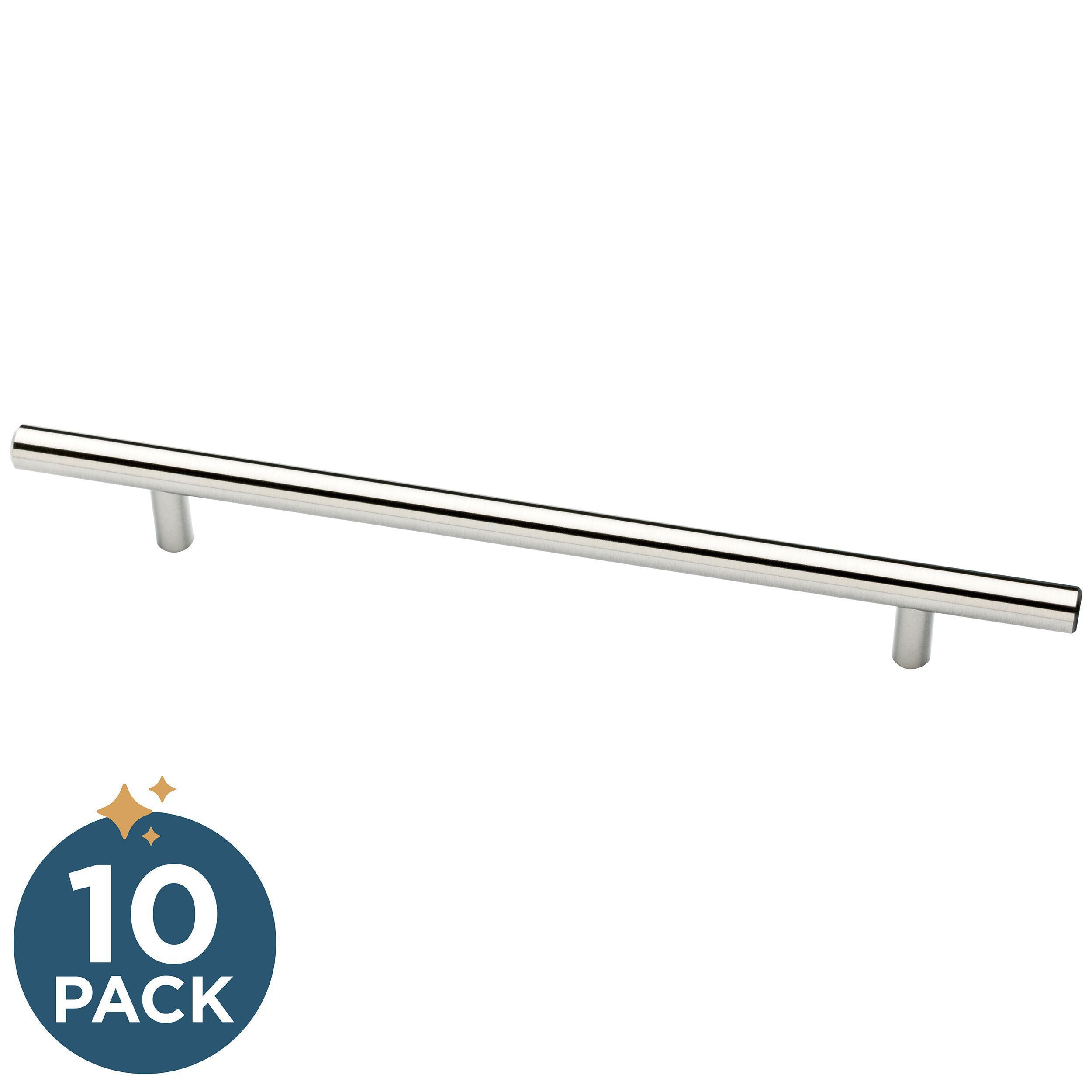 Brushed Steel Modern Bar Cabinet Pulls with Mounting Hardware