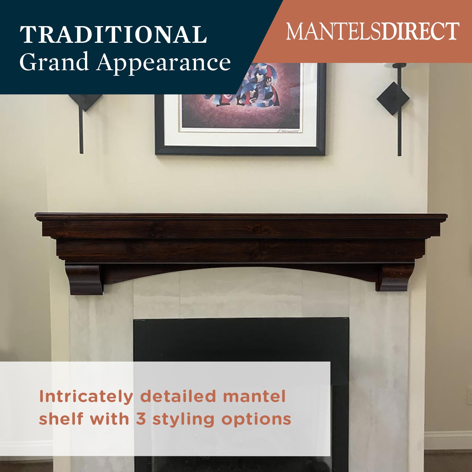 Mantels Direct SALEM-72-ESP Mantel-Shelves - View #4