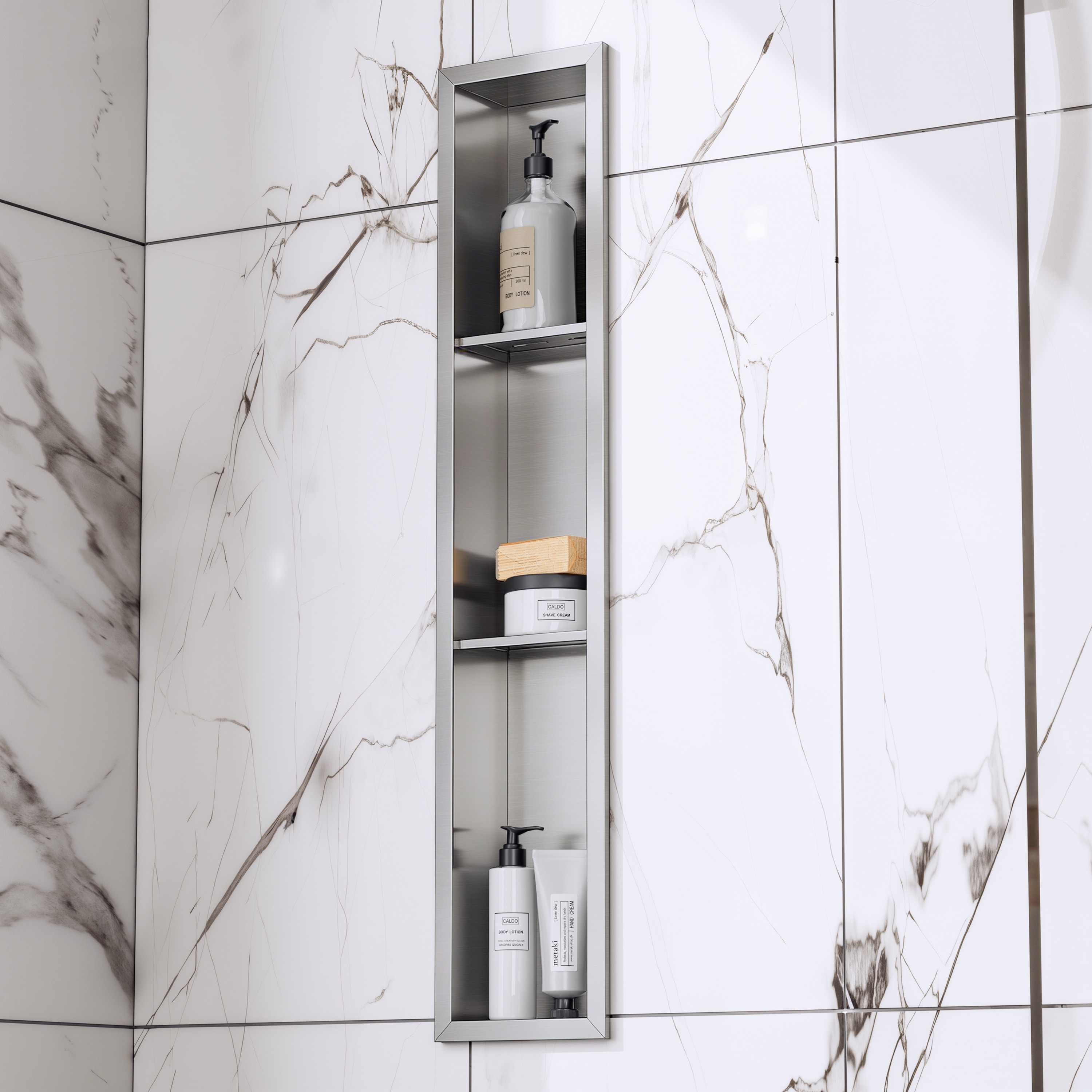 Yuaris 6 in. W x 36 in. H x 4 in. D Waterproof Stainless Steel  Recessed Shower Niche Storage Shelf in Brushed Nickel