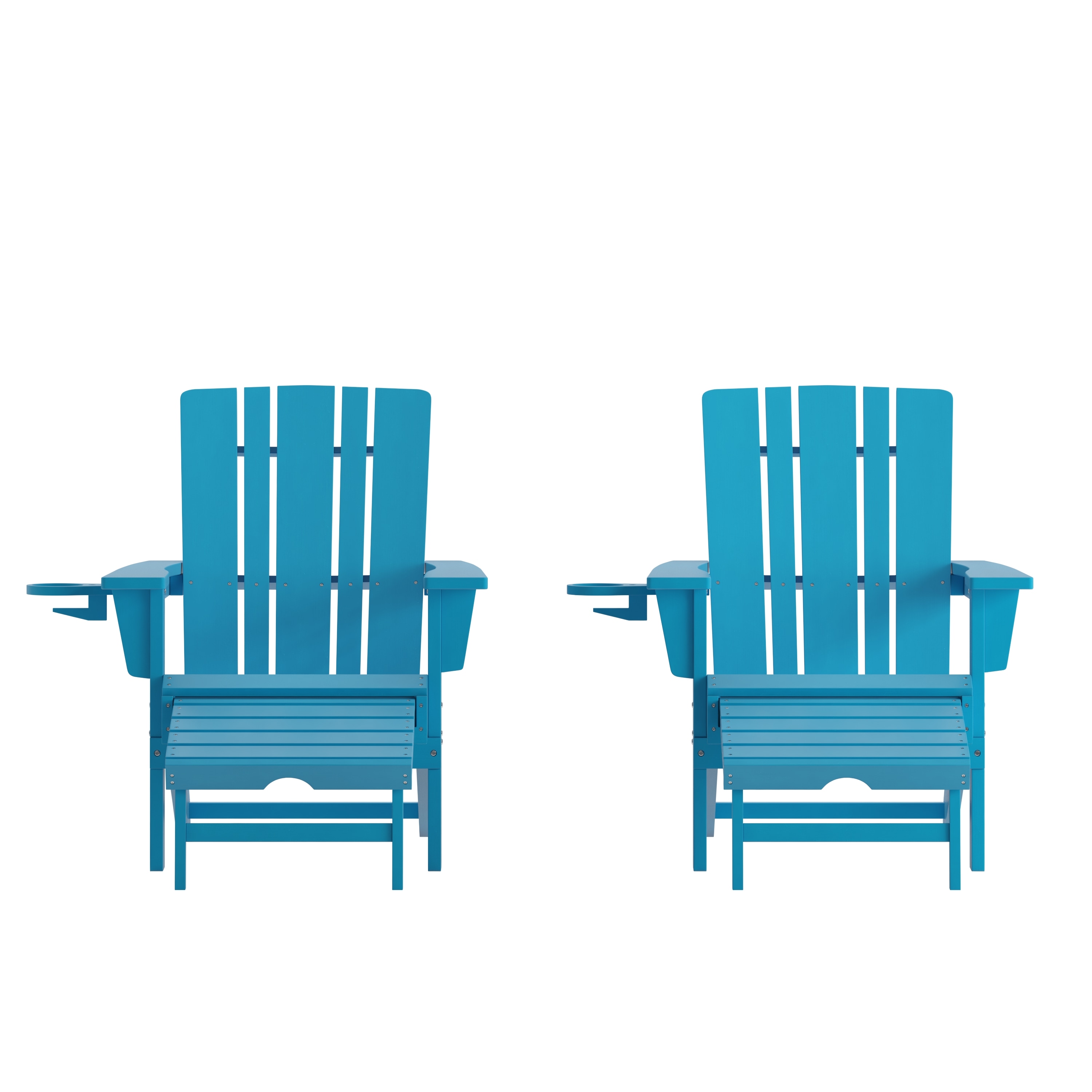 Taylor & Logan 196861082504 Hedley Set of 2 Blue Plastic Frame Stationary Adirondack Chair with Solid Seat