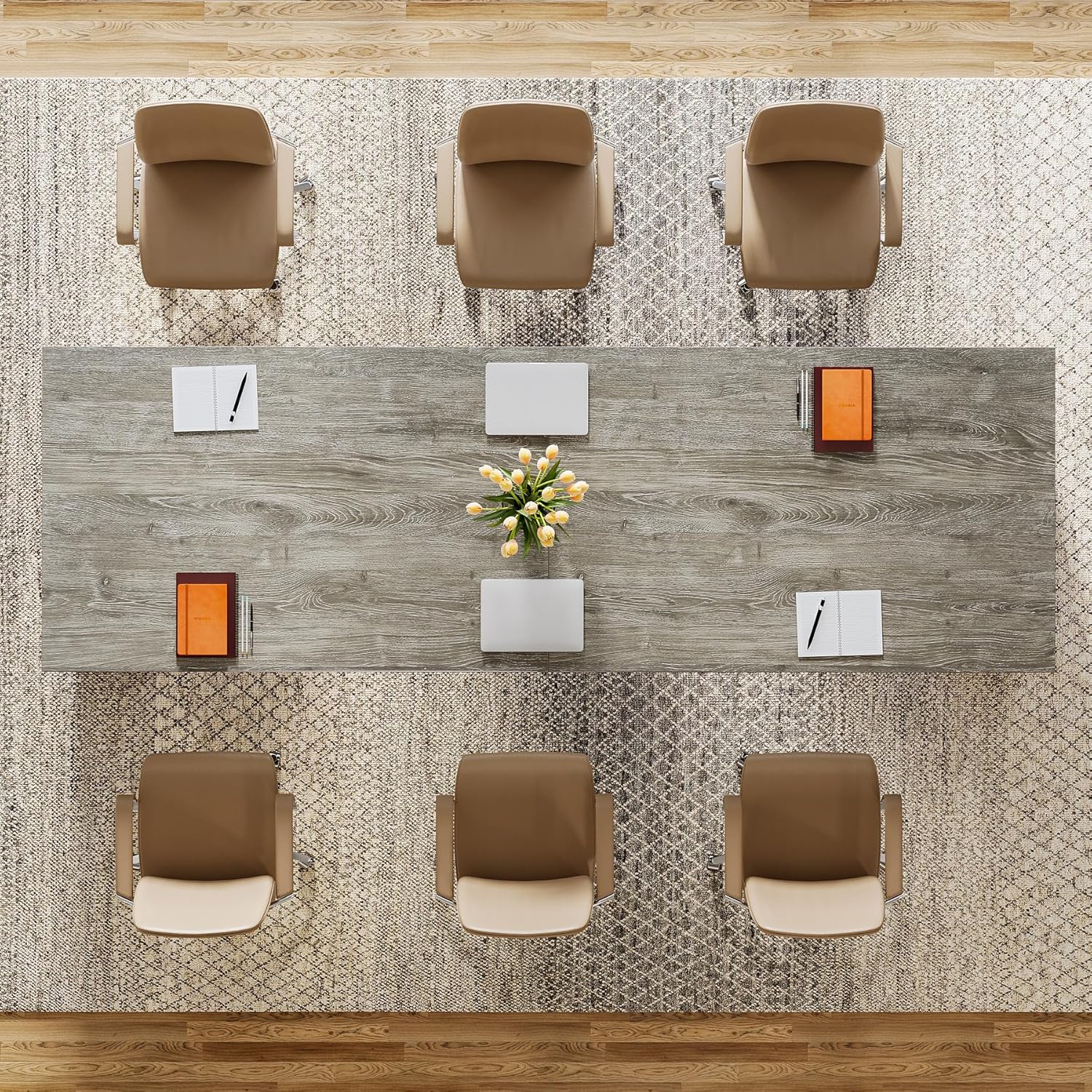 Tribesigns Gray 6 to 8 Person Rectangular Conference Table 86.6 W x 29. ...
