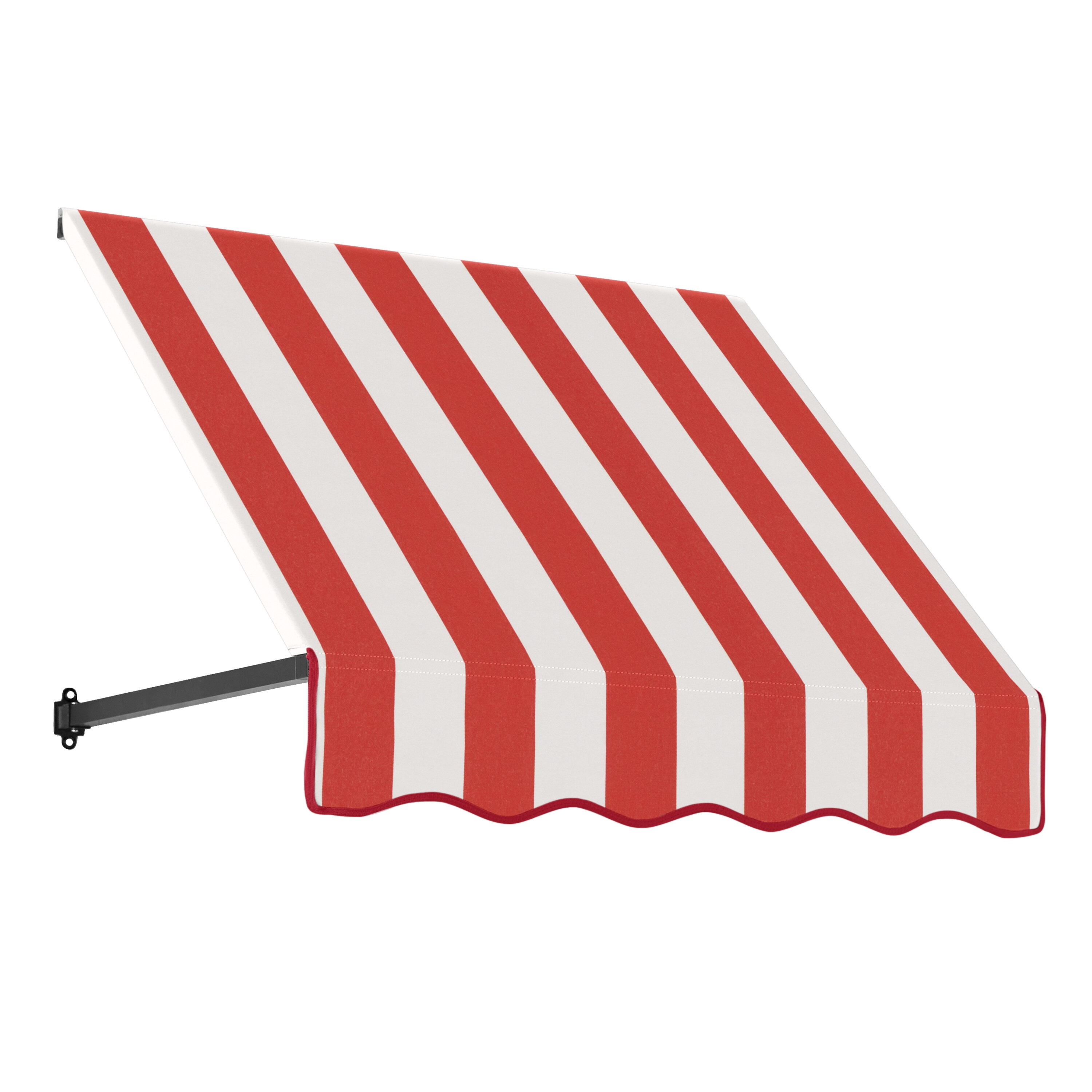 Awntech ER1030-L-4RW Dallas Retro 52.5-in Wide x 30-in Projection x 16-in Height Fabric Red/White Stripe Striped Fixed Window/Door Awning