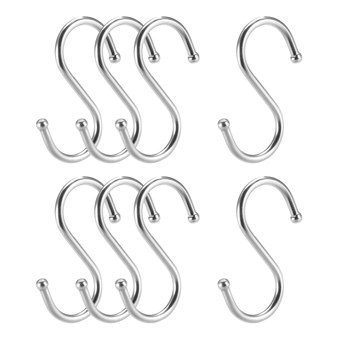 Unique Bargains Stainless Steel S Hooks 2.6inch S Shaped Hook Hangers for Kitchen Bathroom Bedroom Storage Room Office Outdoor Multiple Uses 8pcs