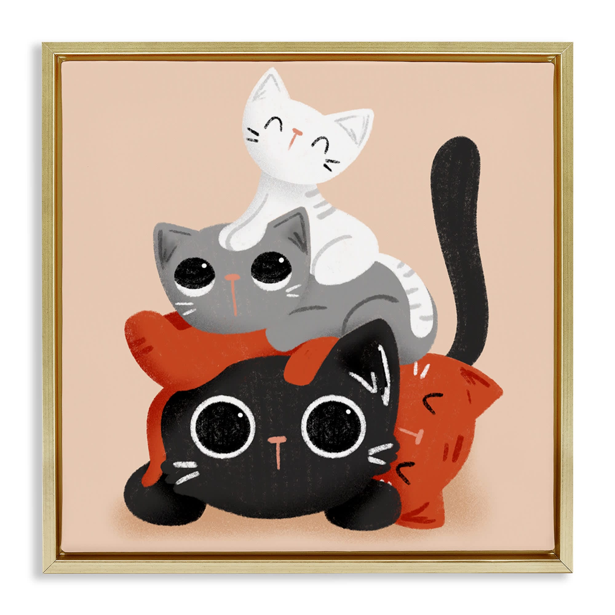 Stupell Industries BT-452-FFG-17X17 Stacked Cats Pile Floating Frame design by Sarah Hickman