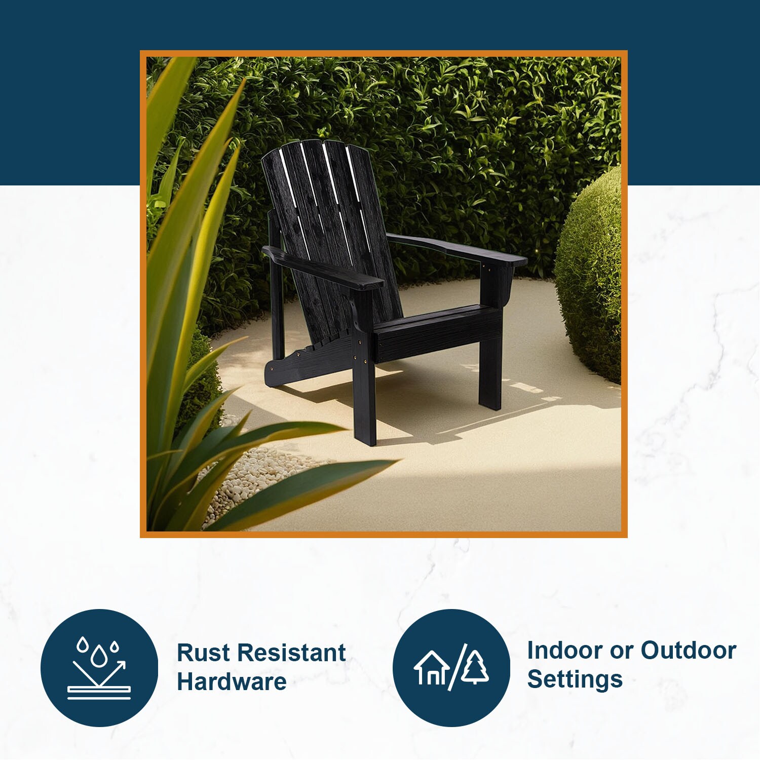 Black Cedar Wood Mid-Century Modern Adirondack Chair