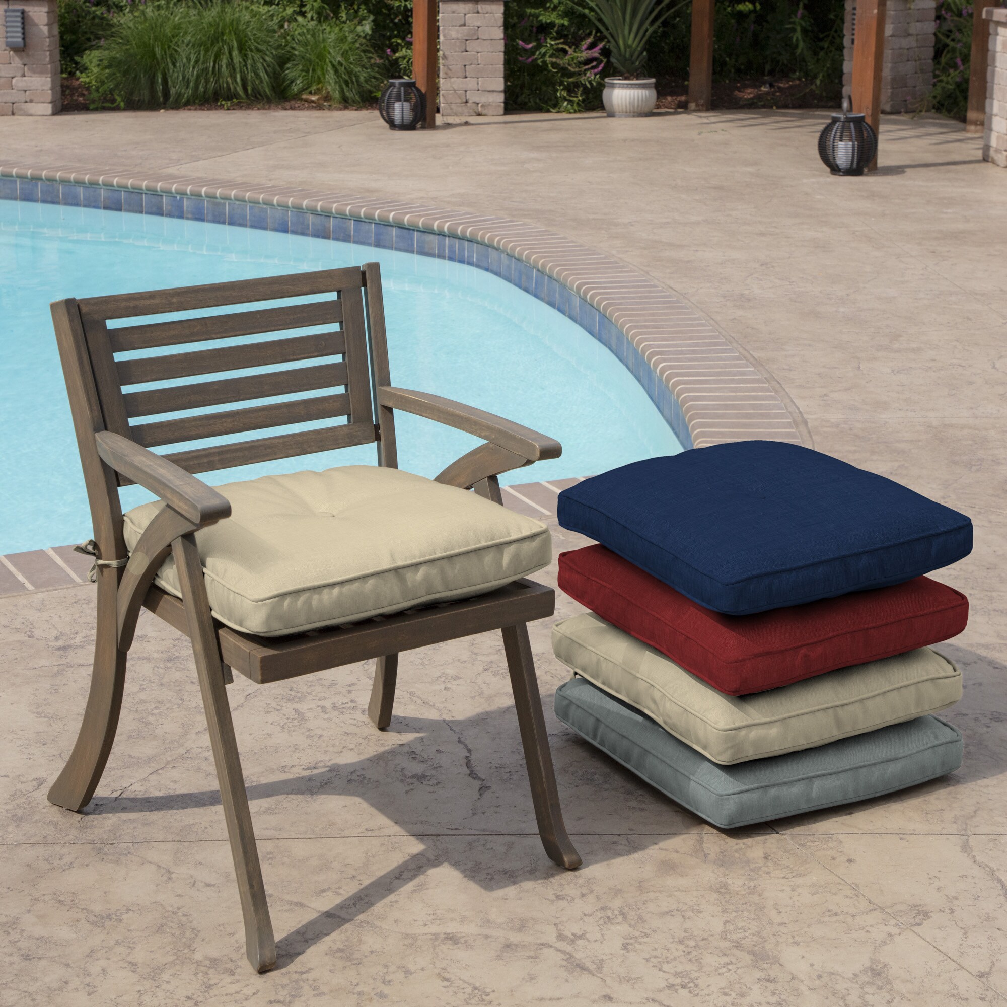 Arden Selections Plush Polyfill 20-in x 20-in Tan Leala Patio Chair ...