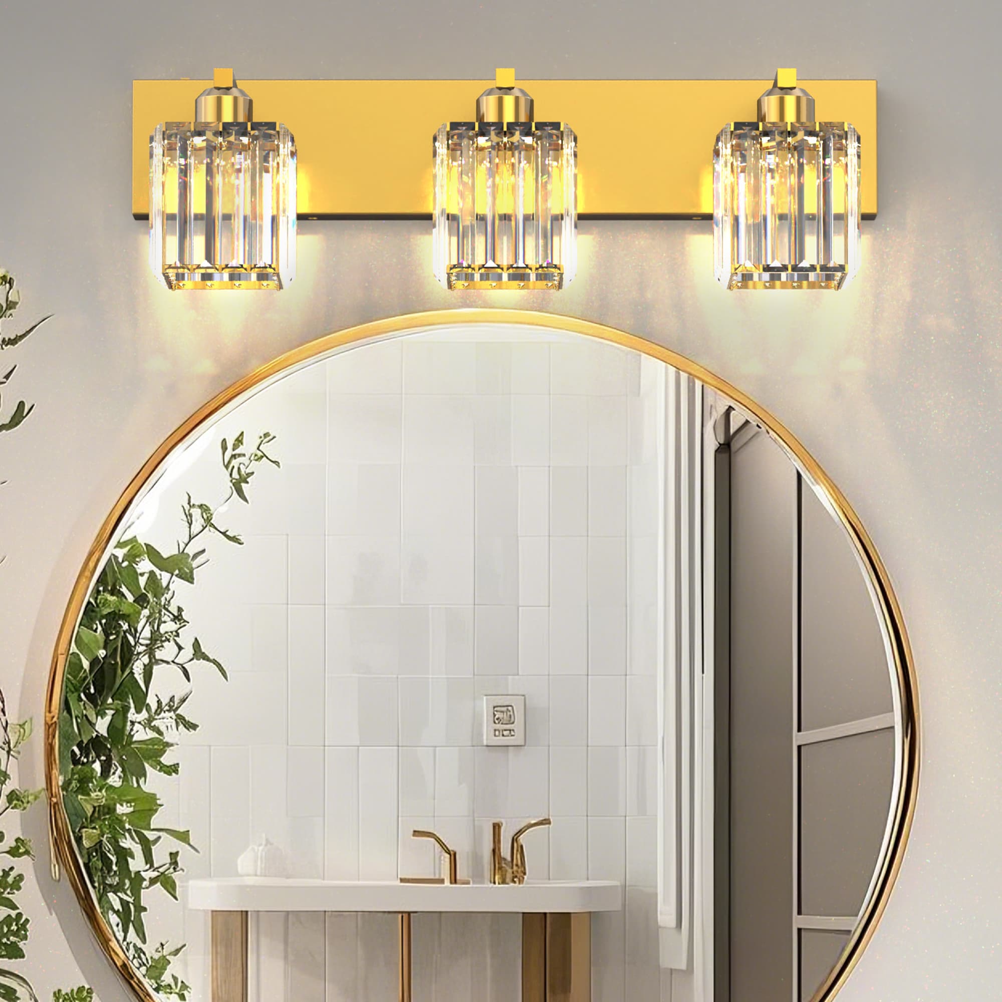 YANSUN LA-JQ01901CGD-1A 23.6-in 3 -Light Black Integrated LED Industrial Vanity light