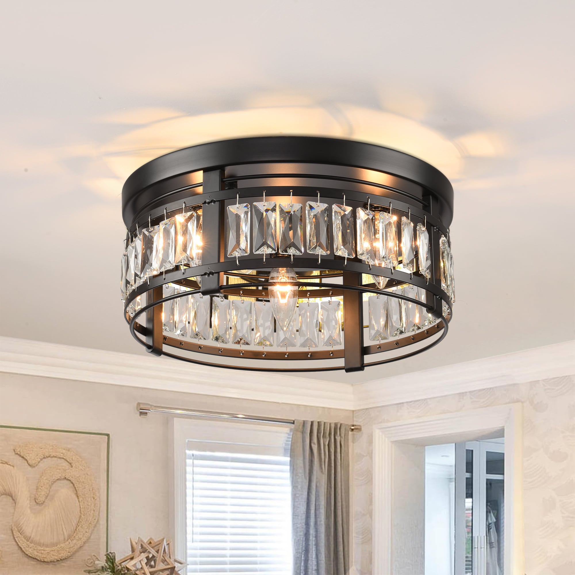 Parrot Uncle C2270110V 3 -Light 13.3-in Matte Black Flush Mount Light