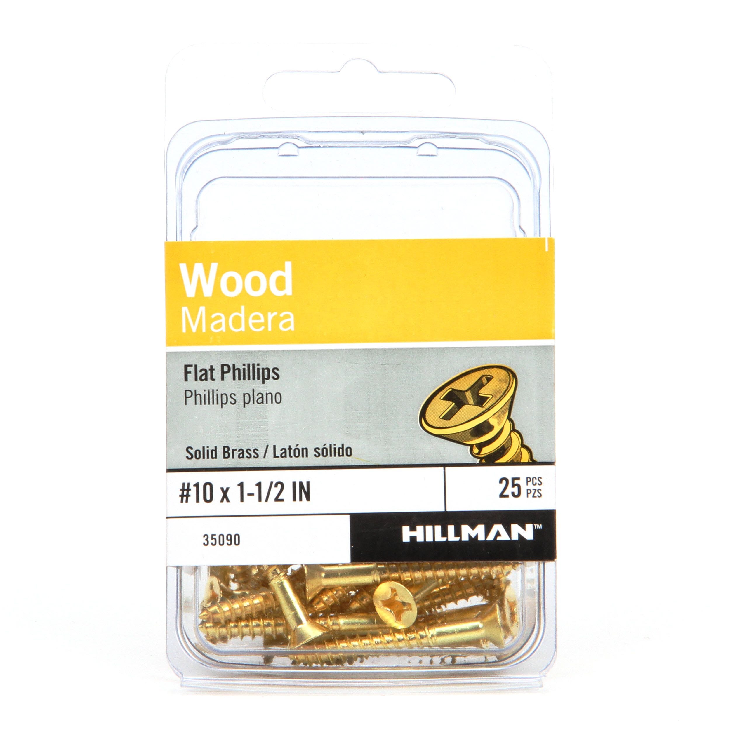 Hillman #10 x 3-in Brass Interior/Exterior Wood Screws (25-Per Box)