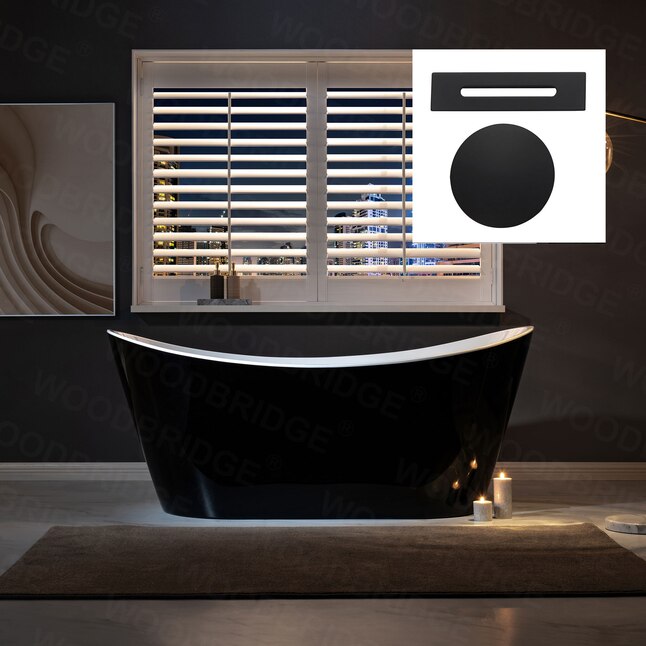 Rolande 67 in. Acrylic Freestanding Double Slipper Flat Bottom Soaking Bathtub with Drain and Overflow Included in Black Rolande 67 in. Acrylic Freestanding Double Slipper Flat Bottom Soaking Bathtub with Drain and Overflow Included in Black
