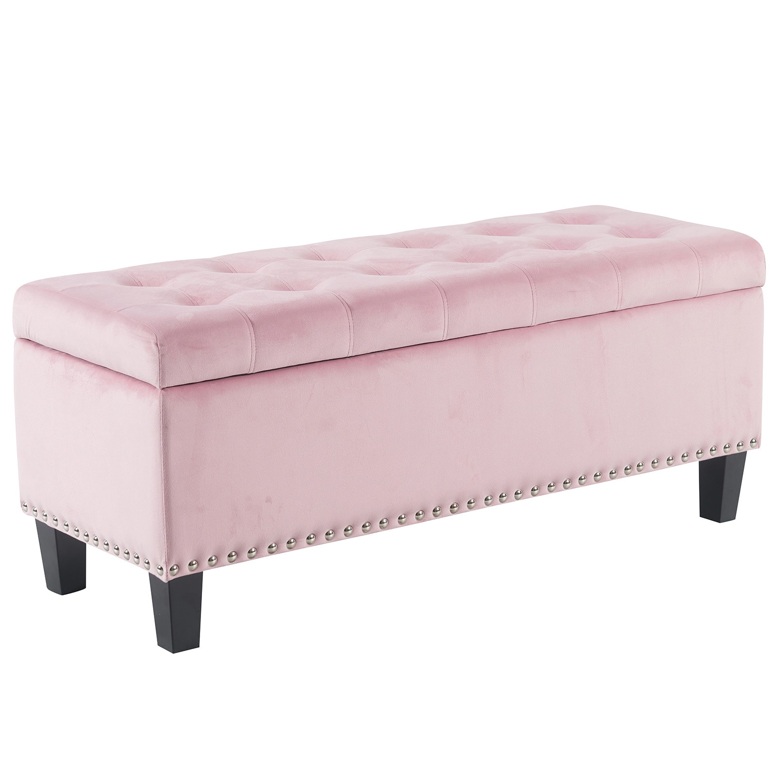 BWE A-9STOOL-01-PIN Modern Pink Storage Bench with Storage 41.34-in x 15.75-in x 17.32-in