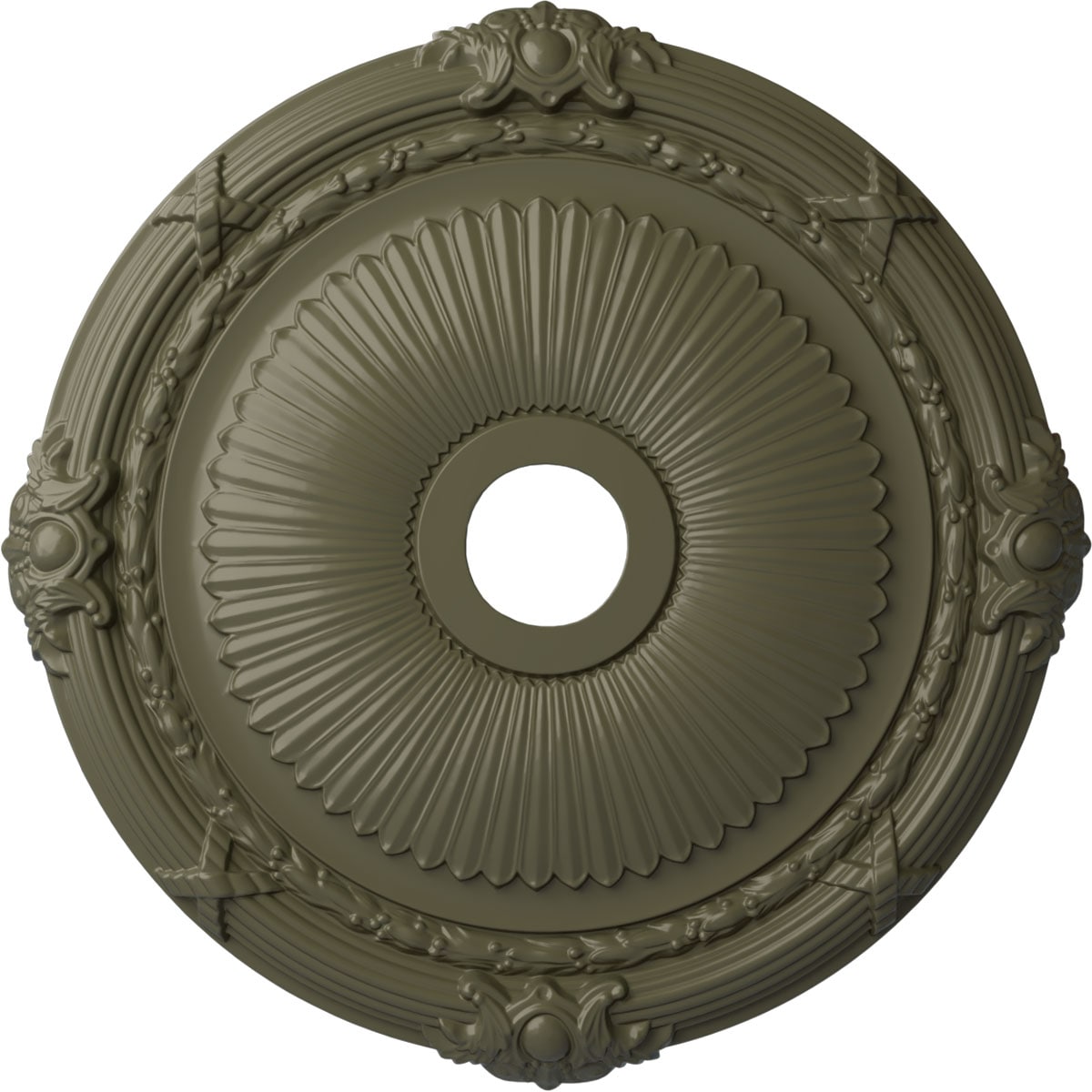 Ekena Millwork CM27HEPTF Heaton 27.5-in W x 27.5-in L Painted Turtle Polyurethane Whole Ceiling Medallion