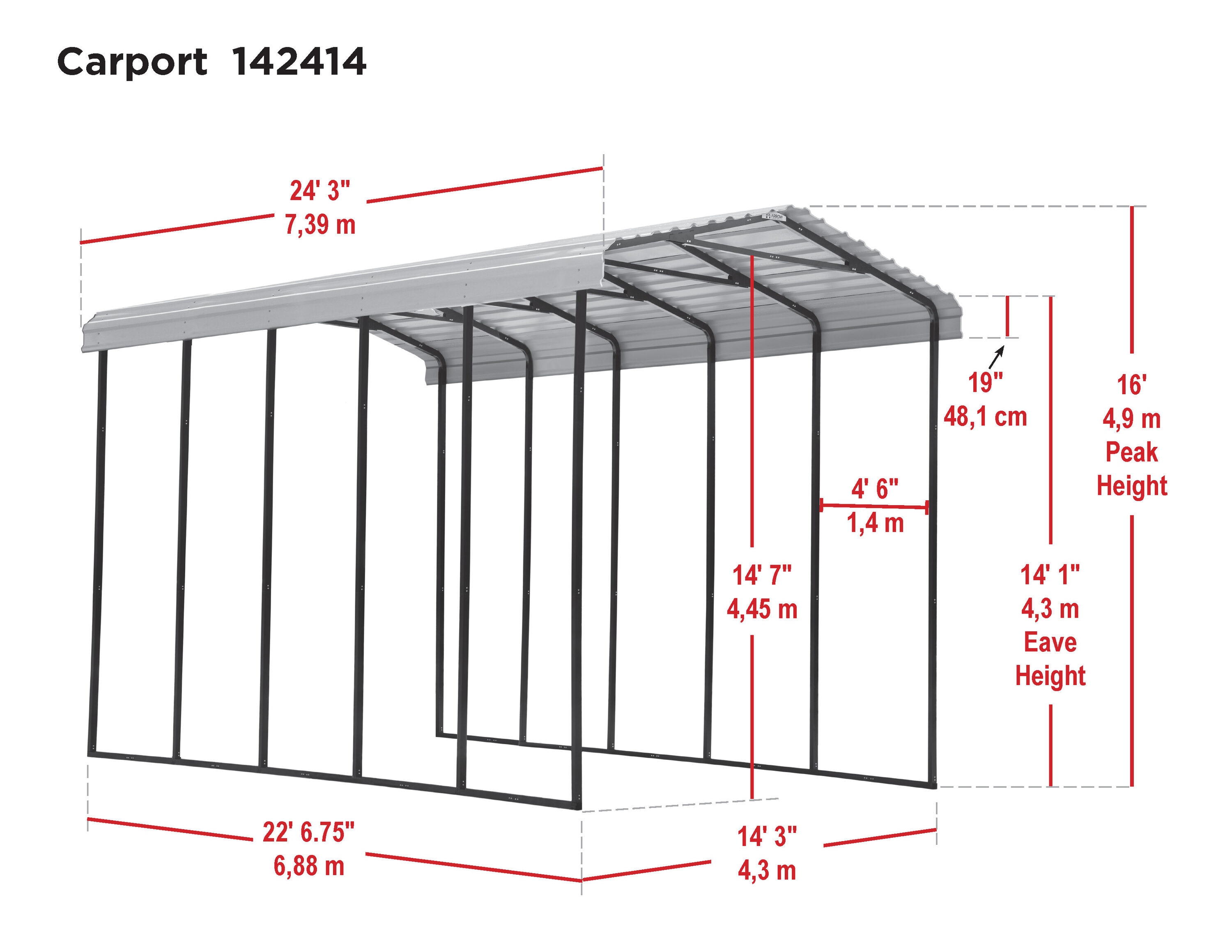 Arrow CPH142414 Carport-Covers - View #13