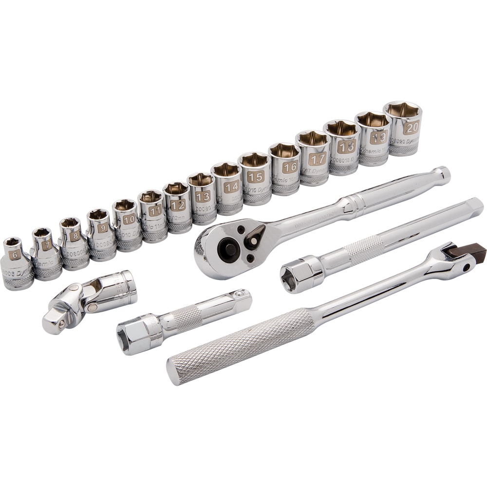 Dynamic D010010 3/8-in Drive Metric Shallow Socket Set (20-Pieces)