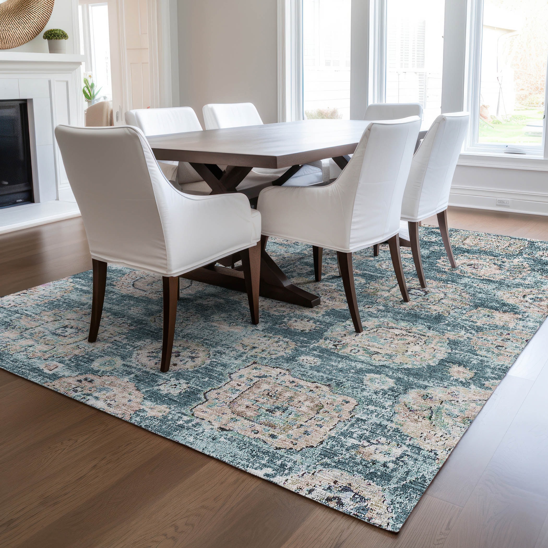 Addison Rugs ACN634TE9X12 Chantille ACN634TE 9 x 12 (ft) Polyester Teal Rectangular Indoor/Outdoor Geometric Machine washable Area rug