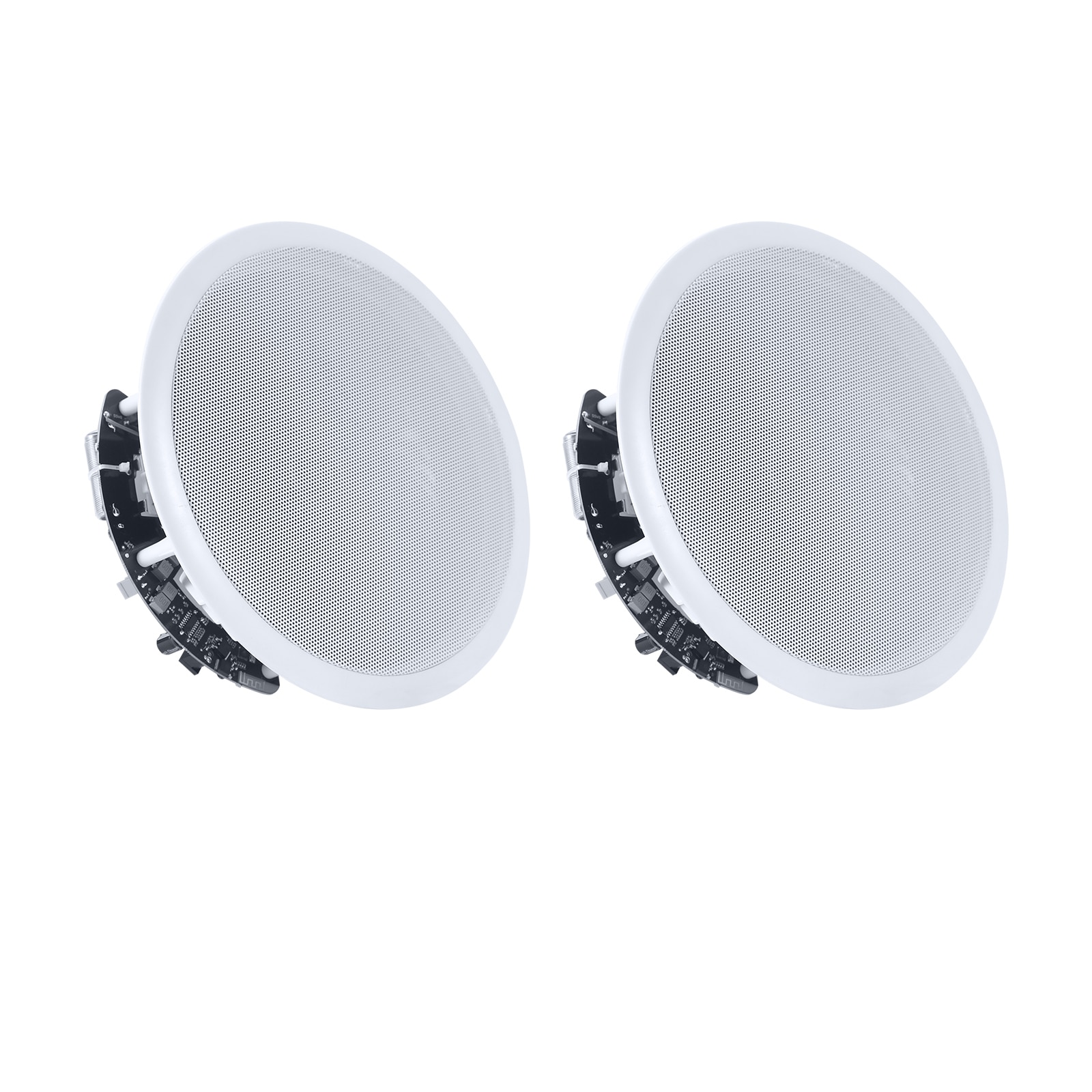 VEVOR Bluetooth Ceiling Speakers 8in In Ceiling and In-Wall Speaker System with Amplifier 2-Way Flush Mount Speakers for Damp Humid Placement Home Theater Living Room or Covered Patio 1 Pair