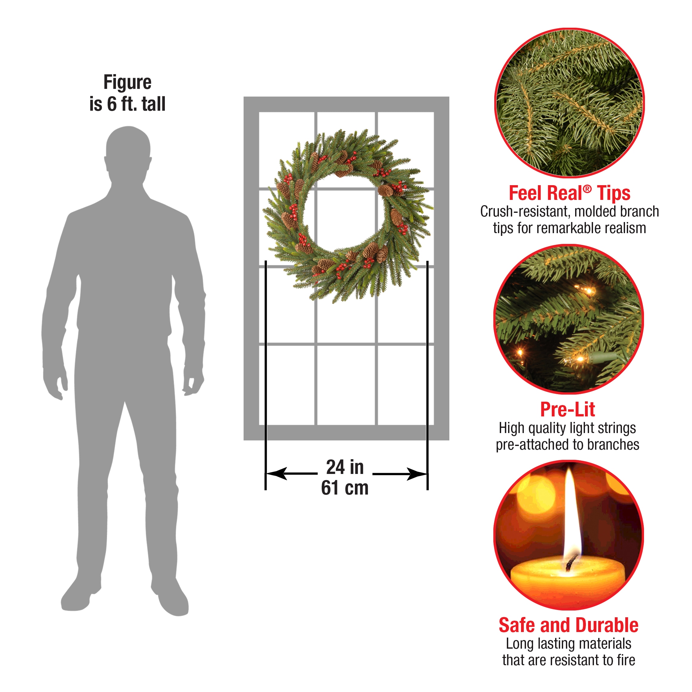 National Tree Company PEDR3-300-24WB1 Artificial-Christmas-Wreaths - View #5