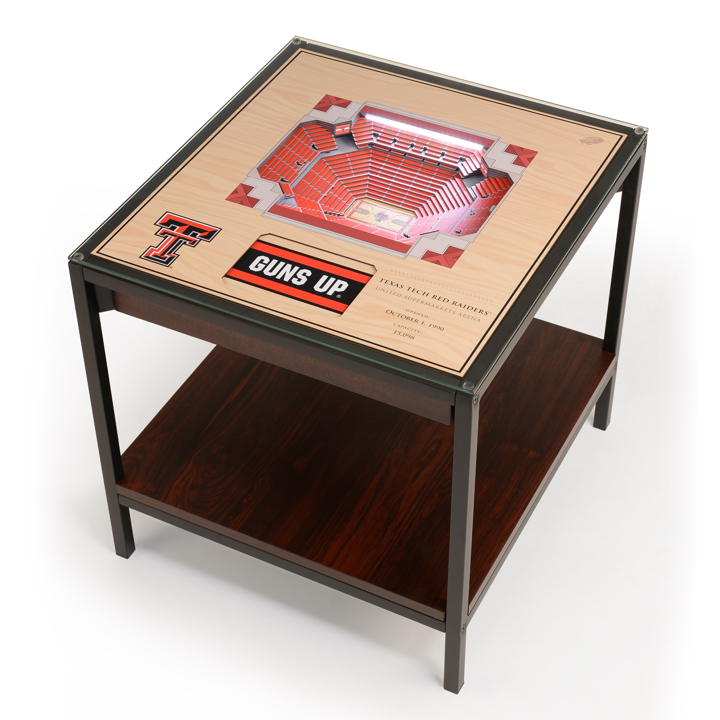 StadiumViews 0951025 25-Layer StadiumView Lighted End Table 22-Inches W x 22.25-Inches H Team Colors Glass Square Modern End Table with Storage Assembly Required