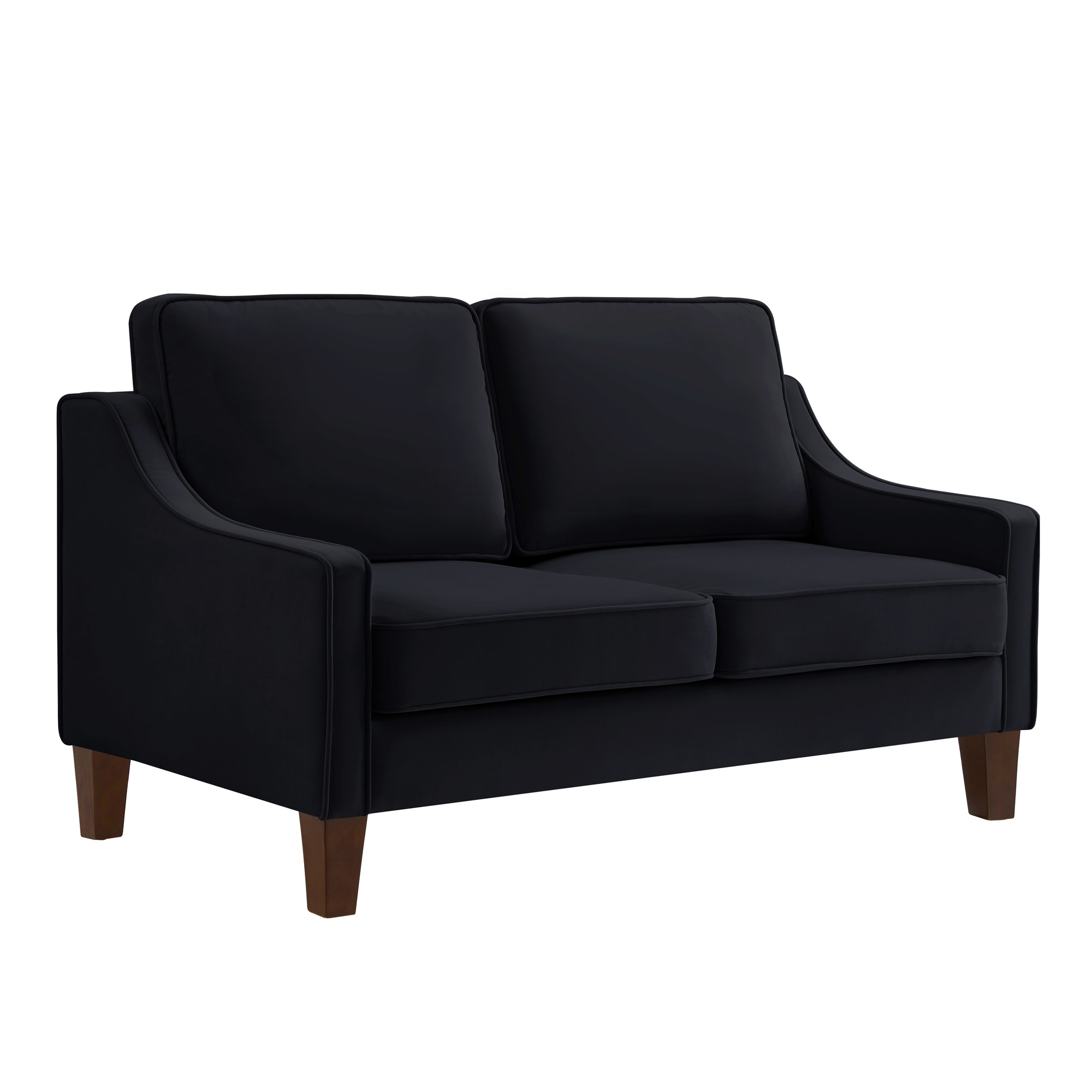 Hrinhom HC-W3001-BLACK 51.5-in Modern BLACK Velvet Loveseat
