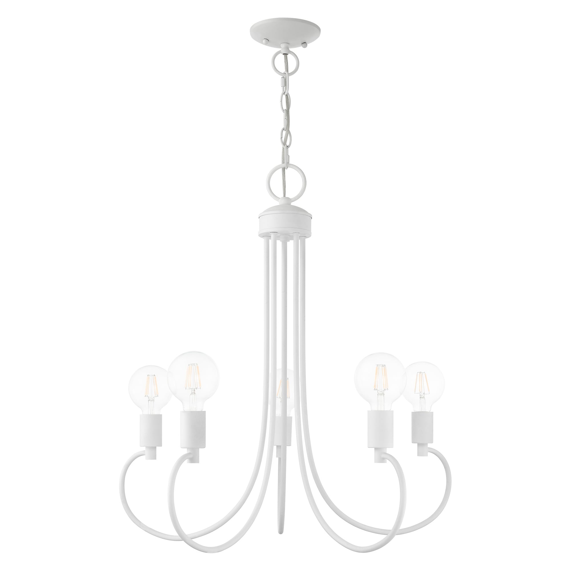 Elegant White Crystal 5-Light Chandelier with Brass Accents